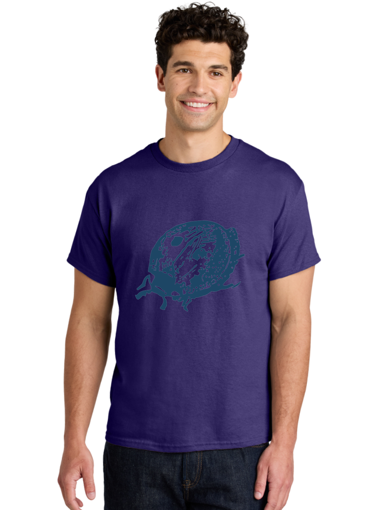 Little-Bug Men'S Graphic Tee, 100% Cotton, Comfortable Casual Summer Wear, Machine Washable, Ladybug Illustration, Insect Art, Beetle Design, Dark Blue Silhouette, Abstract Patterns, Spotted Wings, Abstract Textures, Entomology-Inspired Aae456 4
