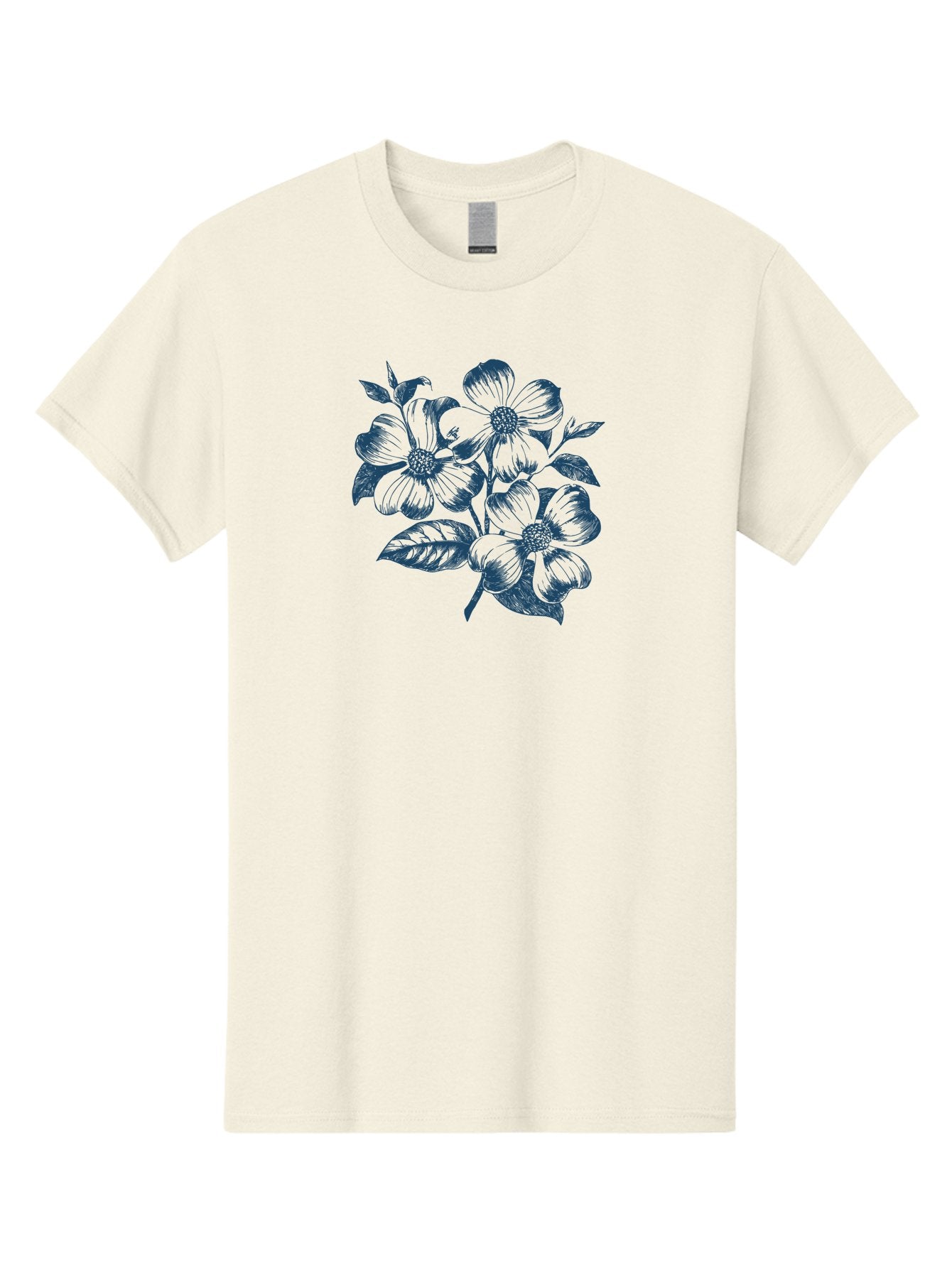 Little-Flowerbunch Men'S Graphic Tee, 100% Cotton, Comfortable Casual Summer Wear, Machine Washable, Hand-Drawn Flowers, Floral Design, Blue Flowers, Leafy Stems, Botanical Illustration, Vintage Style, Modern Graphics Aae457 14