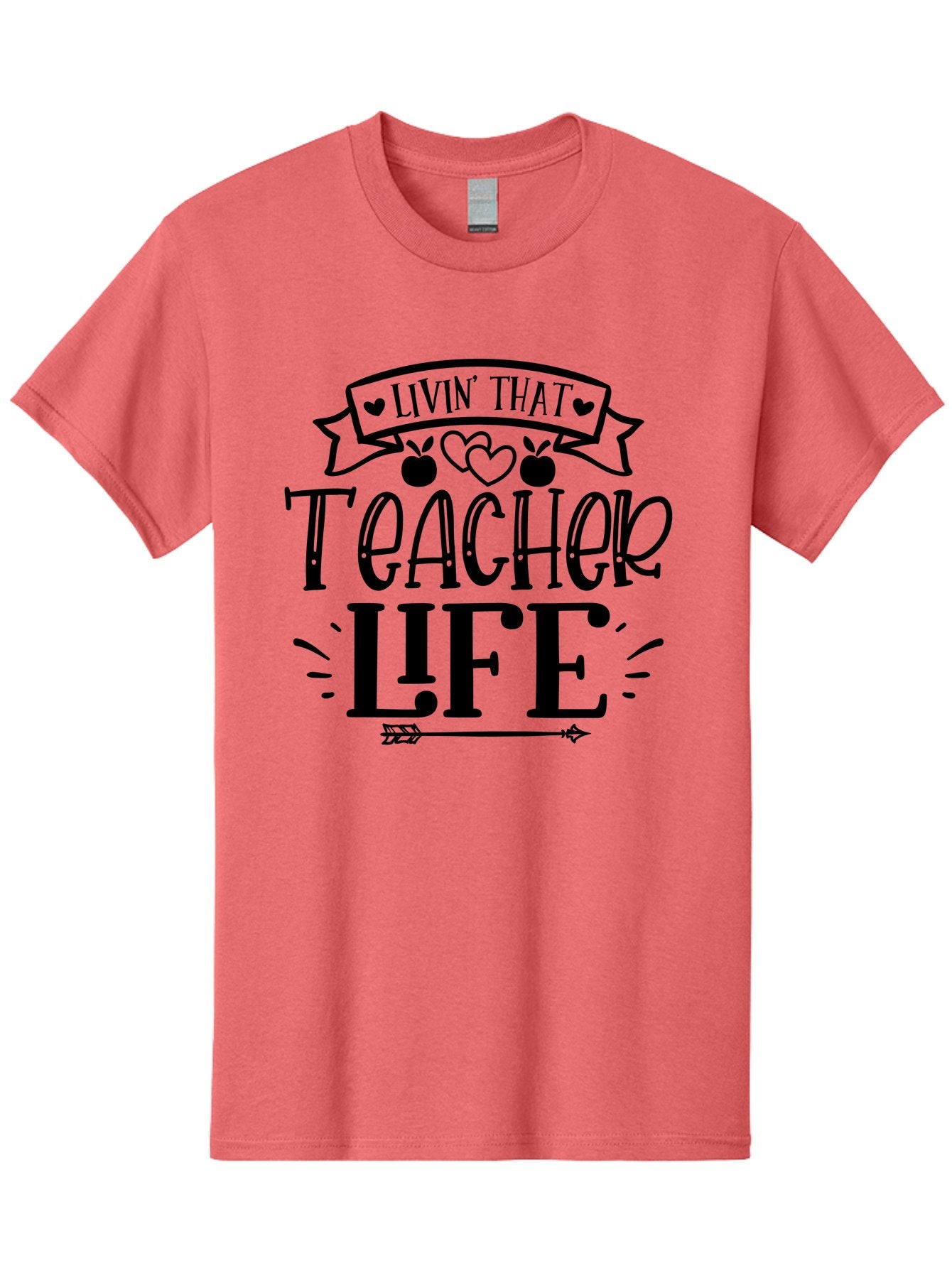 Livin That Teacher Life Men'S Graphic Tee, 100% Cotton, Comfortable Casual Summer Wear, Machine Washable, Teacher Life, Teaching Profession, Educator Lifestyle, Apple Hearts, Inspirational Quote, Motivational Saying, Teacher Apparel, Aae459 3