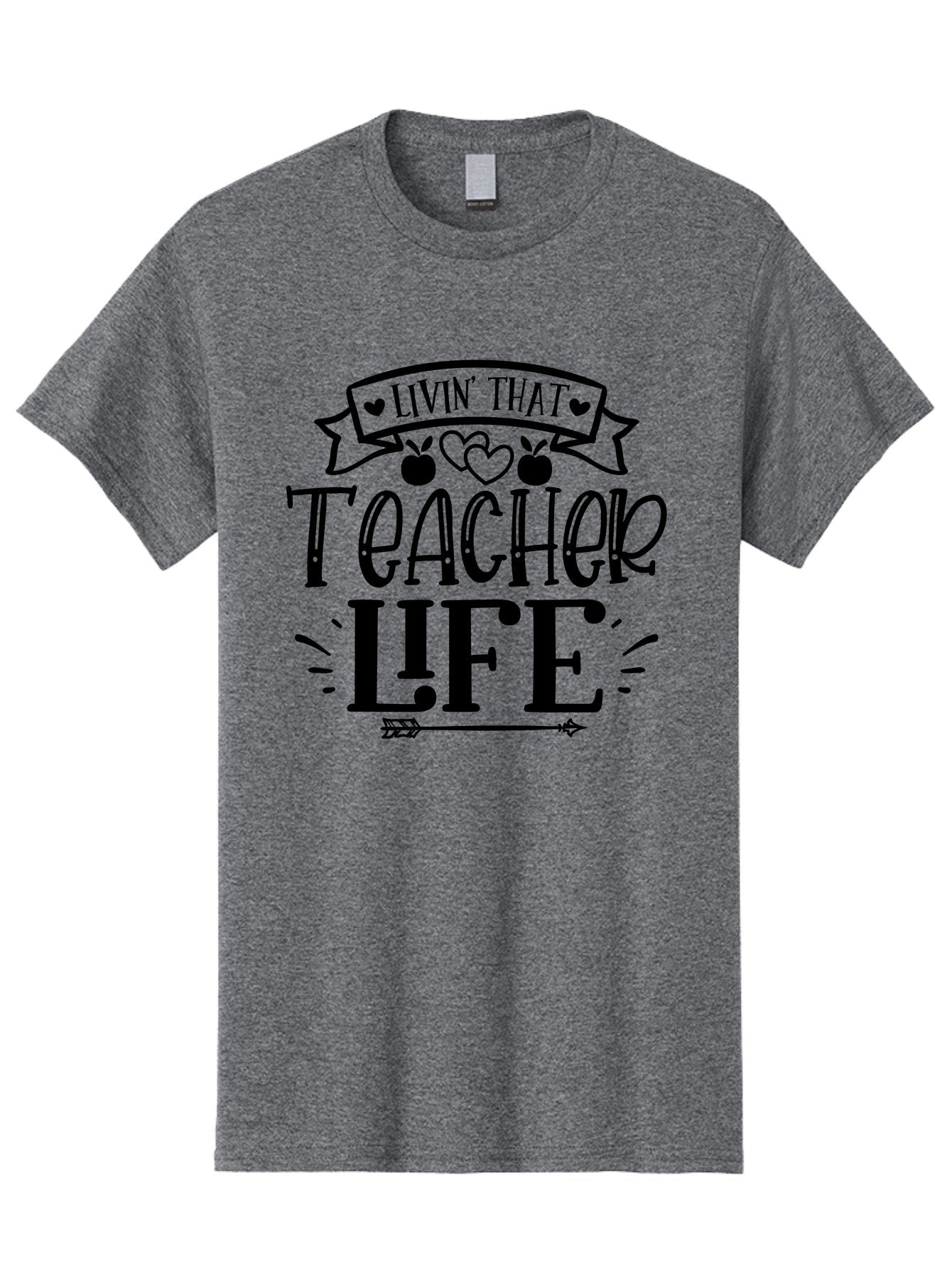 Livin That Teacher Life Men'S Graphic Tee, 100% Cotton, Comfortable Casual Summer Wear, Machine Washable, Teacher Life, Teaching Profession, Educator Lifestyle, Apple Hearts, Inspirational Quote, Motivational Saying, Teacher Apparel, Aae459 13