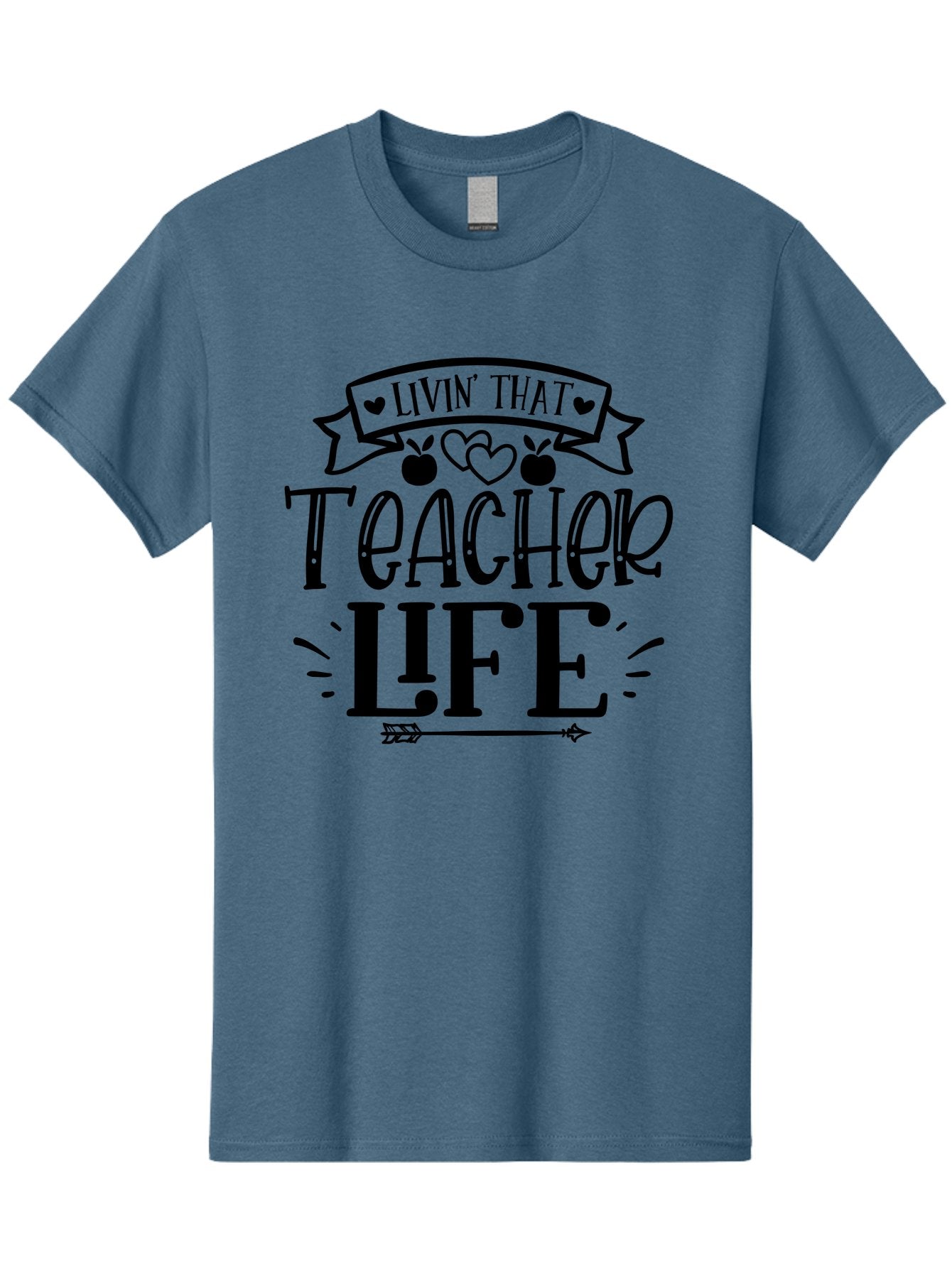 Livin That Teacher Life Men'S Graphic Tee, 100% Cotton, Comfortable Casual Summer Wear, Machine Washable, Teacher Life, Teaching Profession, Educator Lifestyle, Apple Hearts, Inspirational Quote, Motivational Saying, Teacher Apparel, Aae459 5