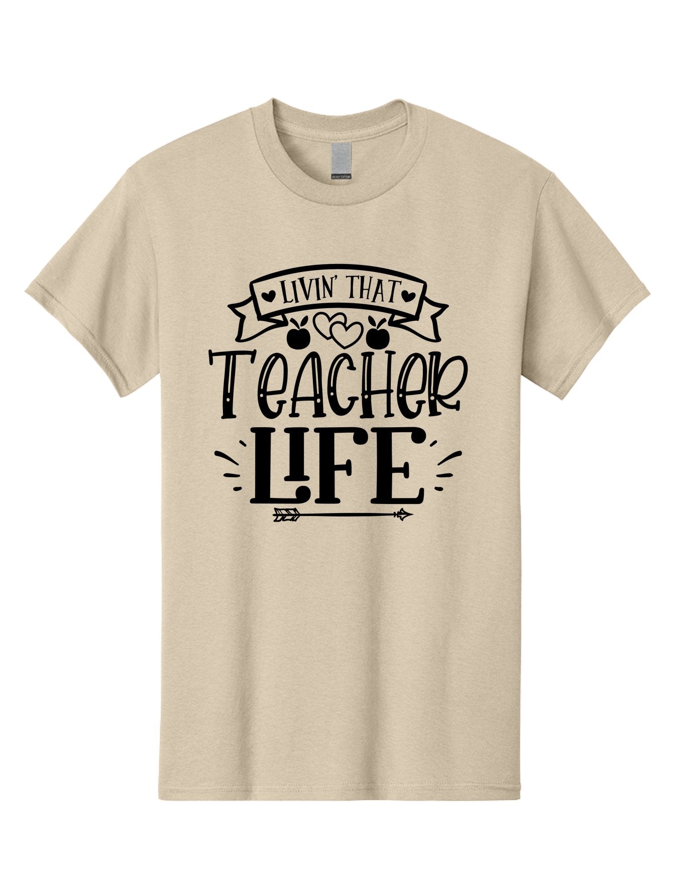 Livin That Teacher Life Men'S Graphic Tee, 100% Cotton, Comfortable Casual Summer Wear, Machine Washable, Teacher Life, Teaching Profession, Educator Lifestyle, Apple Hearts, Inspirational Quote, Motivational Saying, Teacher Apparel, Aae459