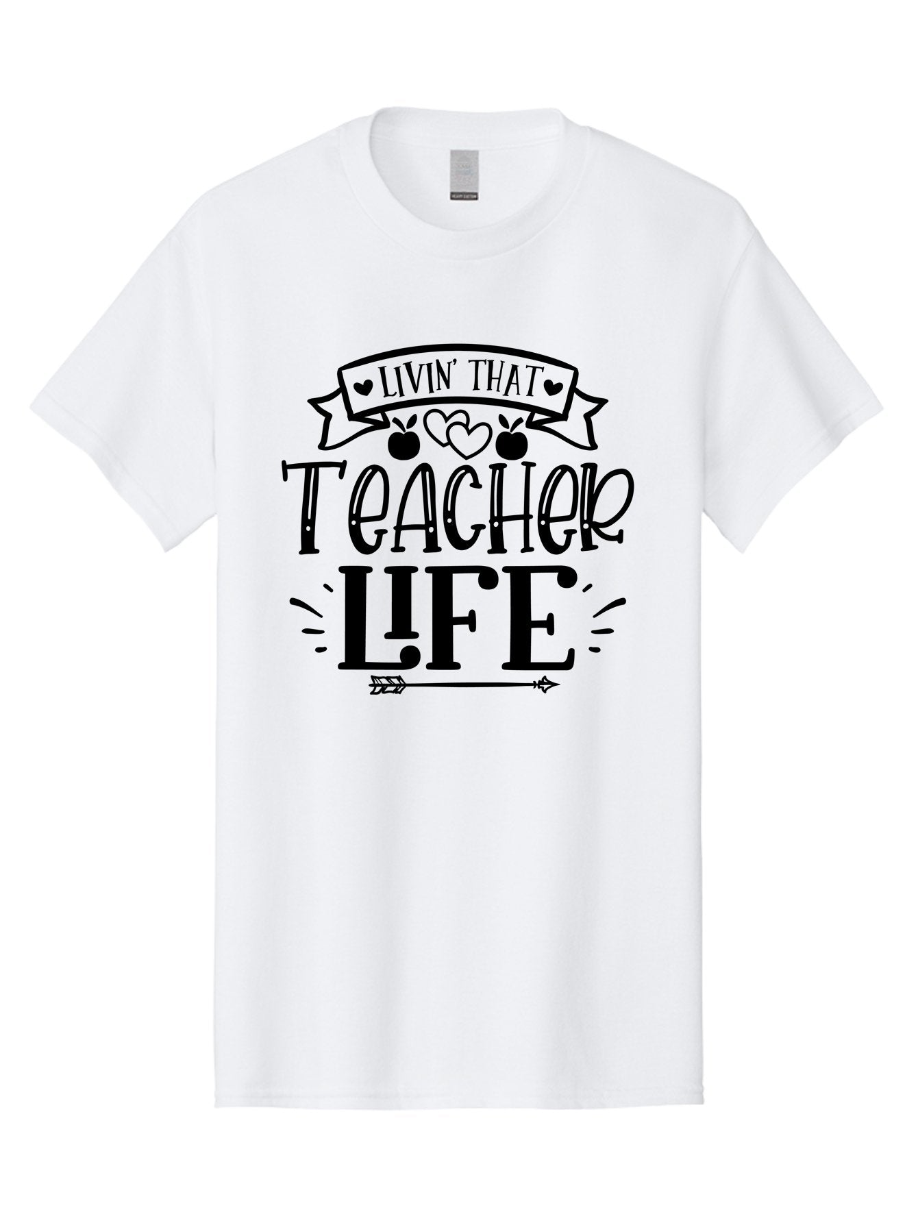 Livin That Teacher Life Men'S Graphic Tee, 100% Cotton, Comfortable Casual Summer Wear, Machine Washable, Teacher Life, Teaching Profession, Educator Lifestyle, Apple Hearts, Inspirational Quote, Motivational Saying, Teacher Apparel, Aae459 14