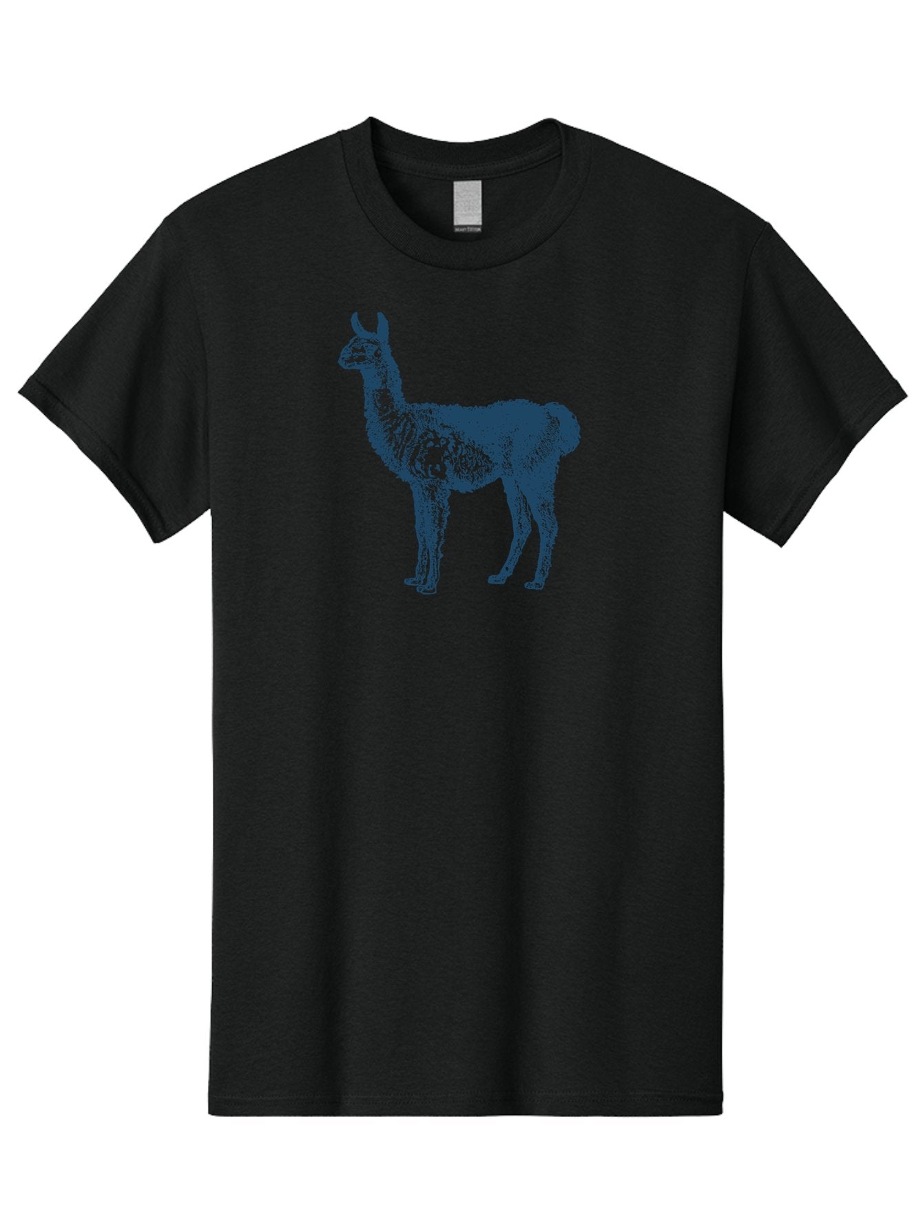 Llama Men'S Graphic Tee, 100% Cotton, Comfortable Casual Summer Wear, Machine Washable, Llama Illustration, Furry Animal, Camelid Species, Wildlife Art, Graphic Design, Modern Style, Pointillism, Blue Tones Aae460 8