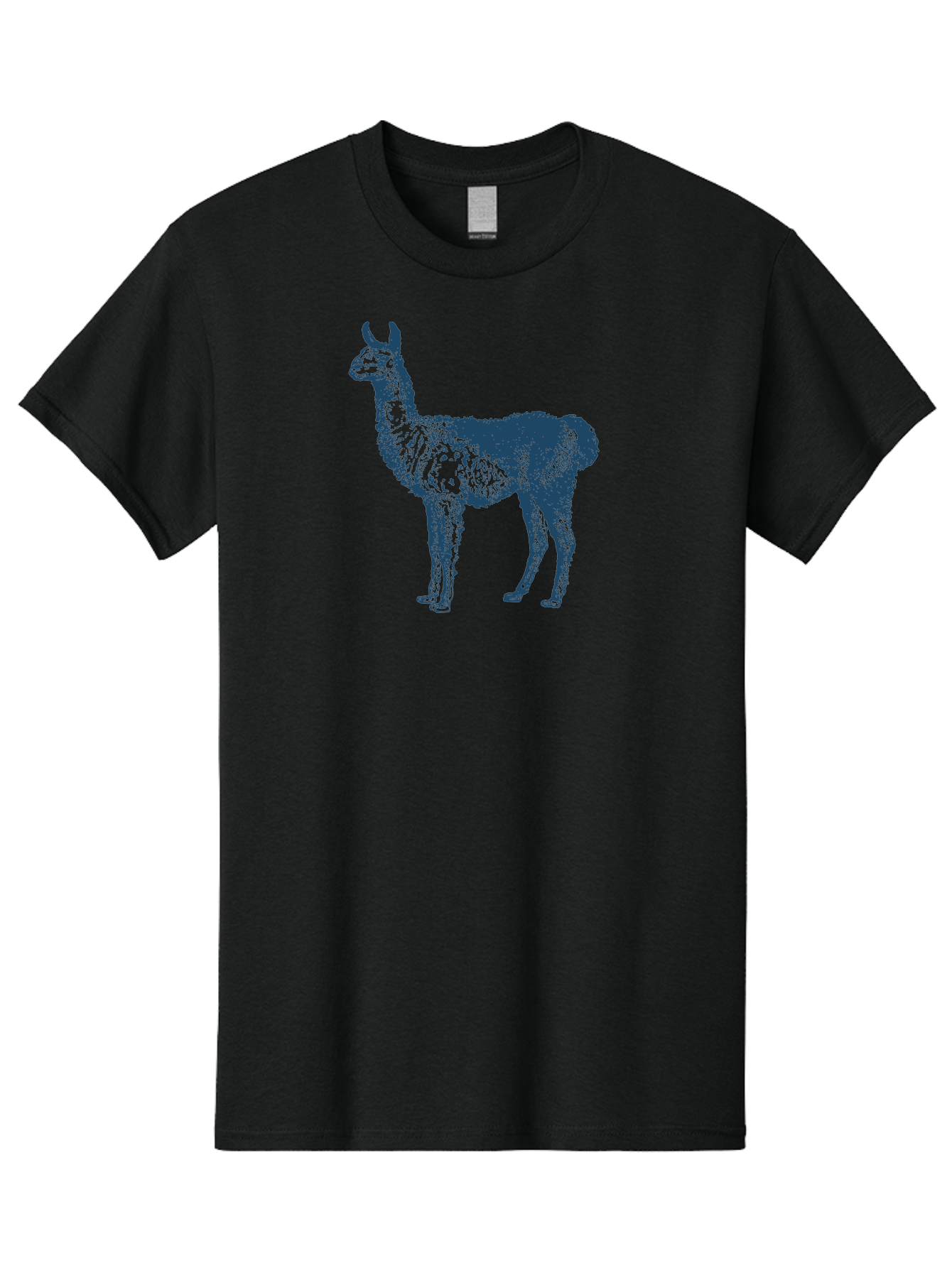 Llama Men'S Graphic Tee, 100% Cotton, Comfortable Casual Summer Wear, Machine Washable, Llama Illustration, Furry Animal, Camelid Species, Wildlife Art, Graphic Design, Modern Style, Pointillism, Blue Tones Aae460 27