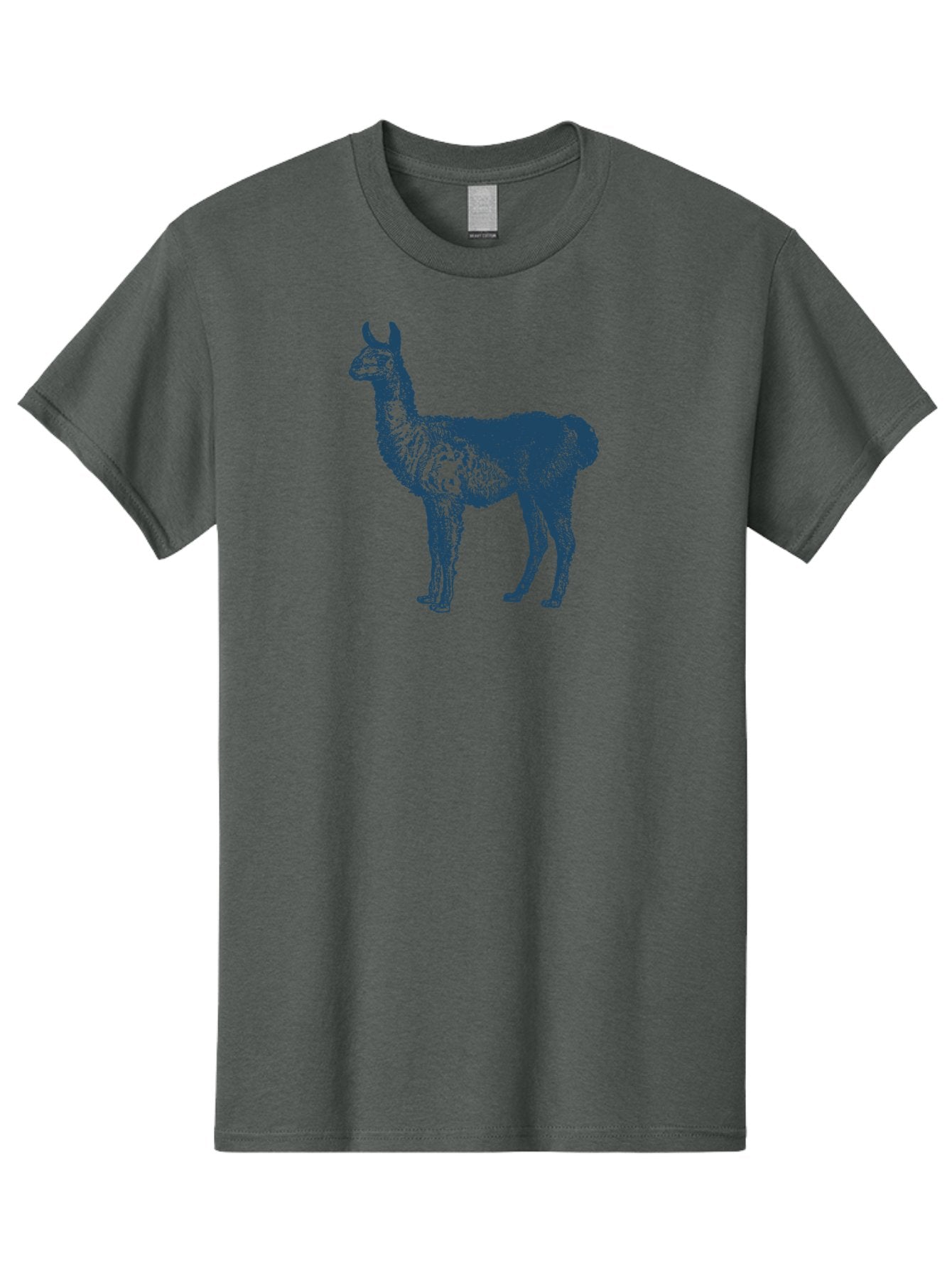 Llama Men'S Graphic Tee, 100% Cotton, Comfortable Casual Summer Wear, Machine Washable, Llama Illustration, Furry Animal, Camelid Species, Wildlife Art, Graphic Design, Modern Style, Pointillism, Blue Tones Aae460 6