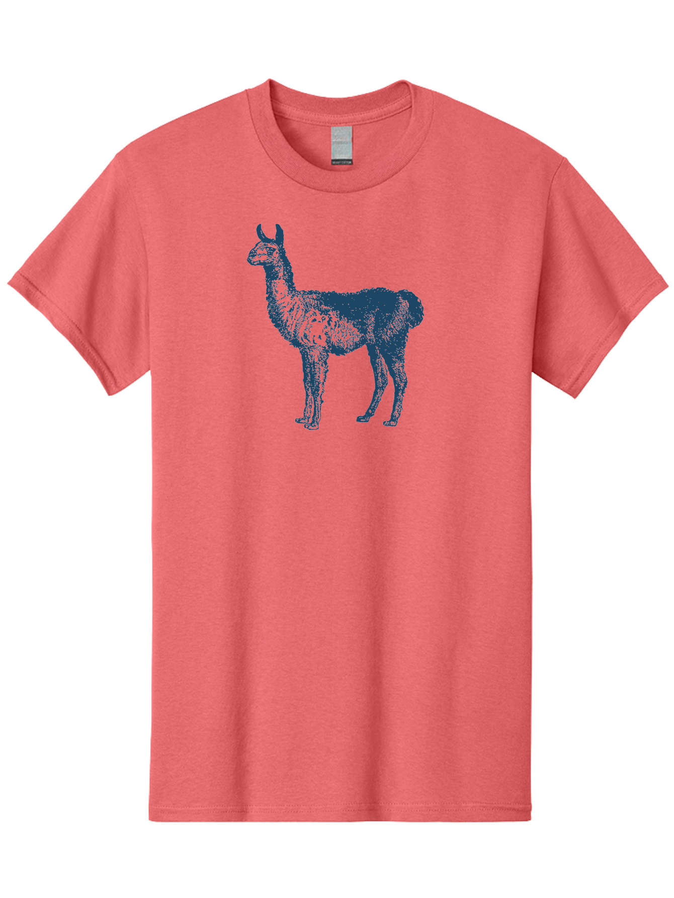 Llama Men'S Graphic Tee, 100% Cotton, Comfortable Casual Summer Wear, Machine Washable, Llama Illustration, Furry Animal, Camelid Species, Wildlife Art, Graphic Design, Modern Style, Pointillism, Blue Tones Aae460 9