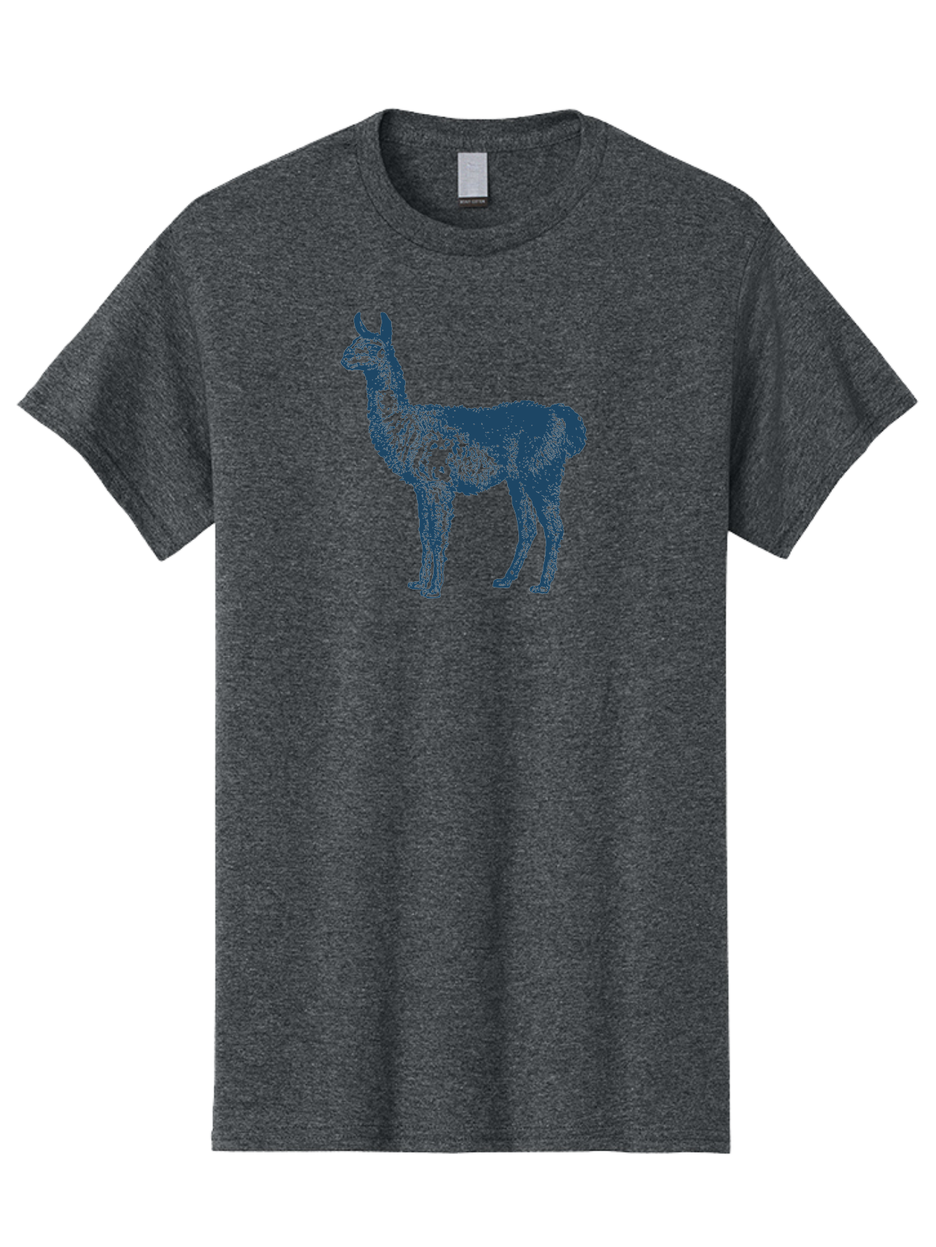 Llama Men'S Graphic Tee, 100% Cotton, Comfortable Casual Summer Wear, Machine Washable, Llama Illustration, Furry Animal, Camelid Species, Wildlife Art, Graphic Design, Modern Style, Pointillism, Blue Tones Aae460