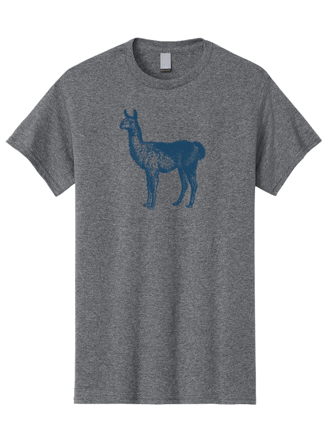 Llama Men'S Graphic Tee, 100% Cotton, Comfortable Casual Summer Wear, Machine Washable, Llama Illustration, Furry Animal, Camelid Species, Wildlife Art, Graphic Design, Modern Style, Pointillism, Blue Tones Aae460 5