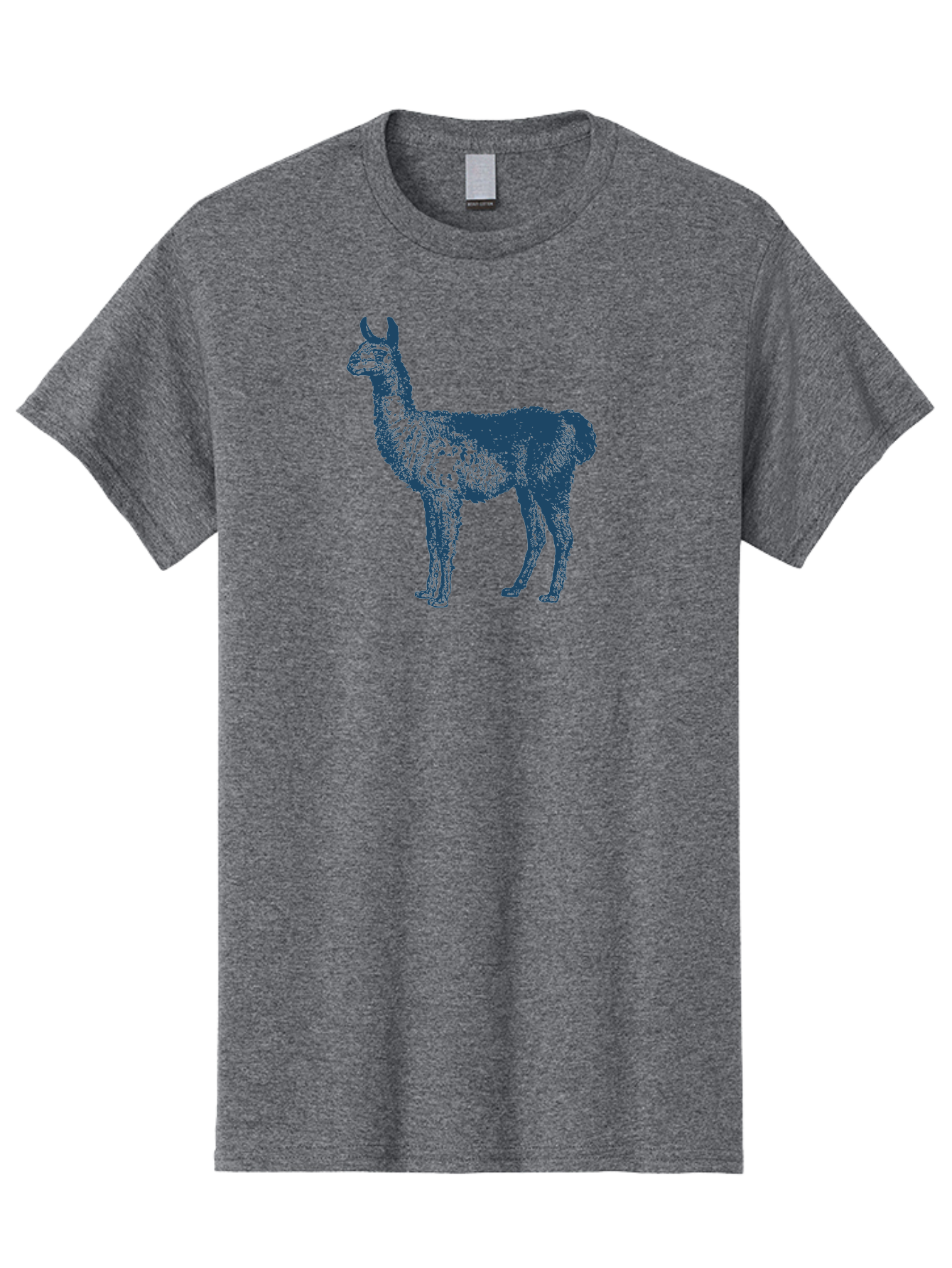 Llama Men'S Graphic Tee, 100% Cotton, Comfortable Casual Summer Wear, Machine Washable, Llama Illustration, Furry Animal, Camelid Species, Wildlife Art, Graphic Design, Modern Style, Pointillism, Blue Tones Aae460 17
