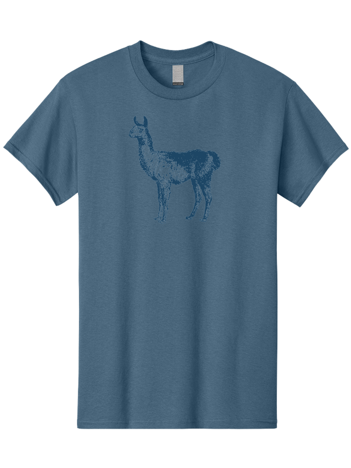 Llama Men'S Graphic Tee, 100% Cotton, Comfortable Casual Summer Wear, Machine Washable, Llama Illustration, Furry Animal, Camelid Species, Wildlife Art, Graphic Design, Modern Style, Pointillism, Blue Tones Aae460 5