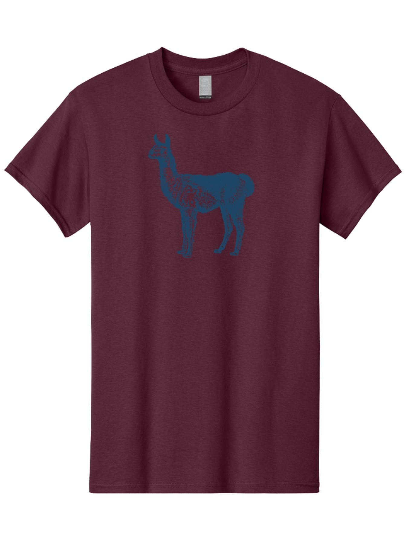 Llama Men'S Graphic Tee, 100% Cotton, Comfortable Casual Summer Wear, Machine Washable, Llama Illustration, Furry Animal, Camelid Species, Wildlife Art, Graphic Design, Modern Style, Pointillism, Blue Tones Aae460 12