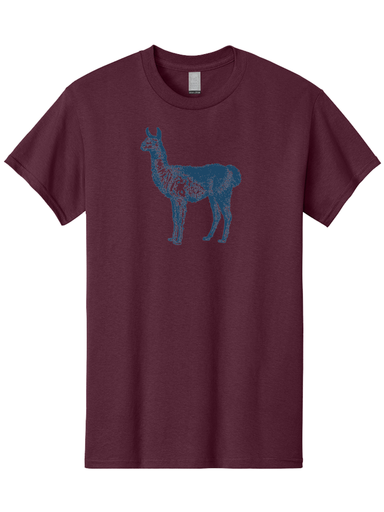 Llama Men'S Graphic Tee, 100% Cotton, Comfortable Casual Summer Wear, Machine Washable, Llama Illustration, Furry Animal, Camelid Species, Wildlife Art, Graphic Design, Modern Style, Pointillism, Blue Tones Aae460 15