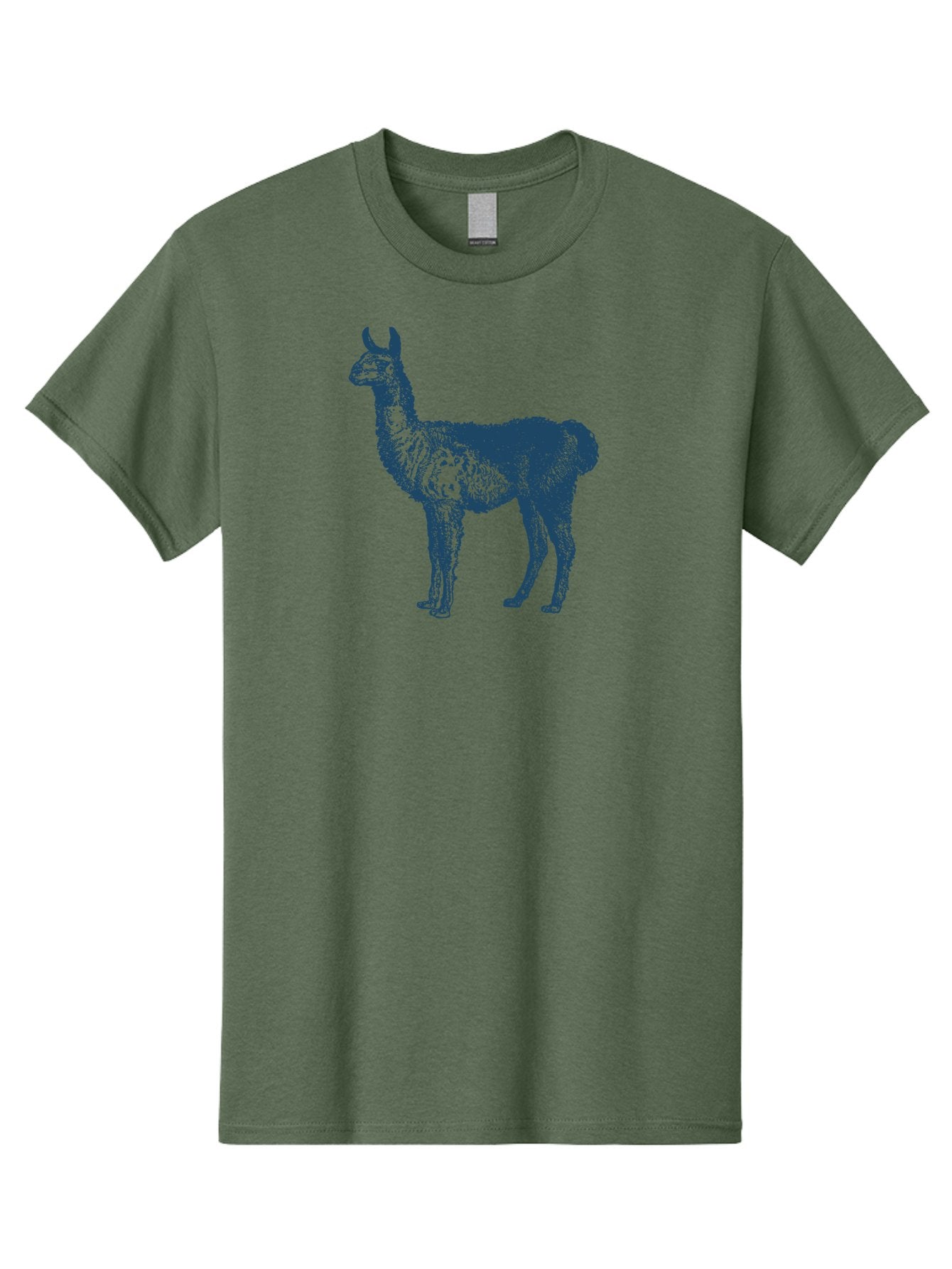 Llama Men'S Graphic Tee, 100% Cotton, Comfortable Casual Summer Wear, Machine Washable, Llama Illustration, Furry Animal, Camelid Species, Wildlife Art, Graphic Design, Modern Style, Pointillism, Blue Tones Aae460 14