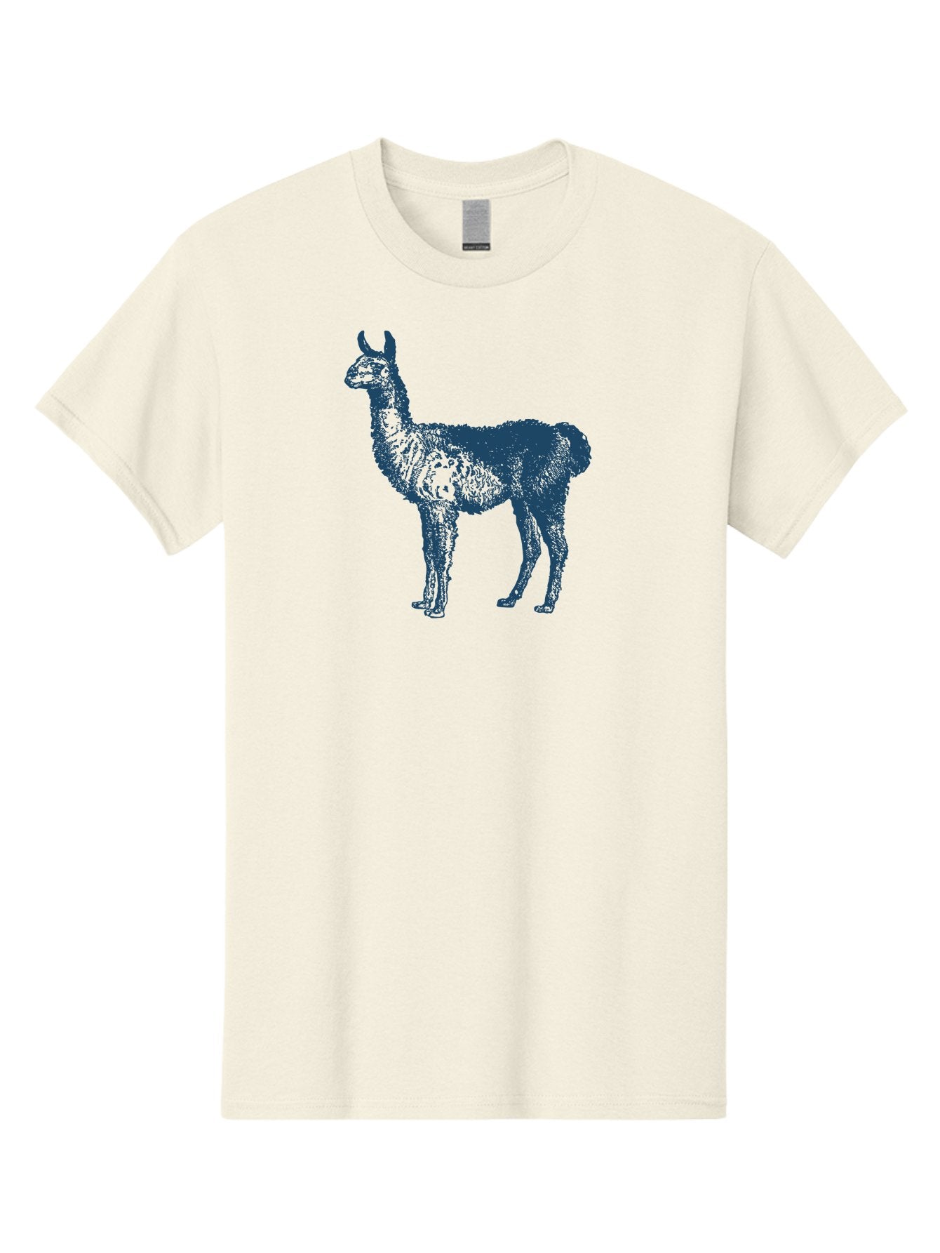 Llama Men'S Graphic Tee, 100% Cotton, Comfortable Casual Summer Wear, Machine Washable, Llama Illustration, Furry Animal, Camelid Species, Wildlife Art, Graphic Design, Modern Style, Pointillism, Blue Tones Aae460 13