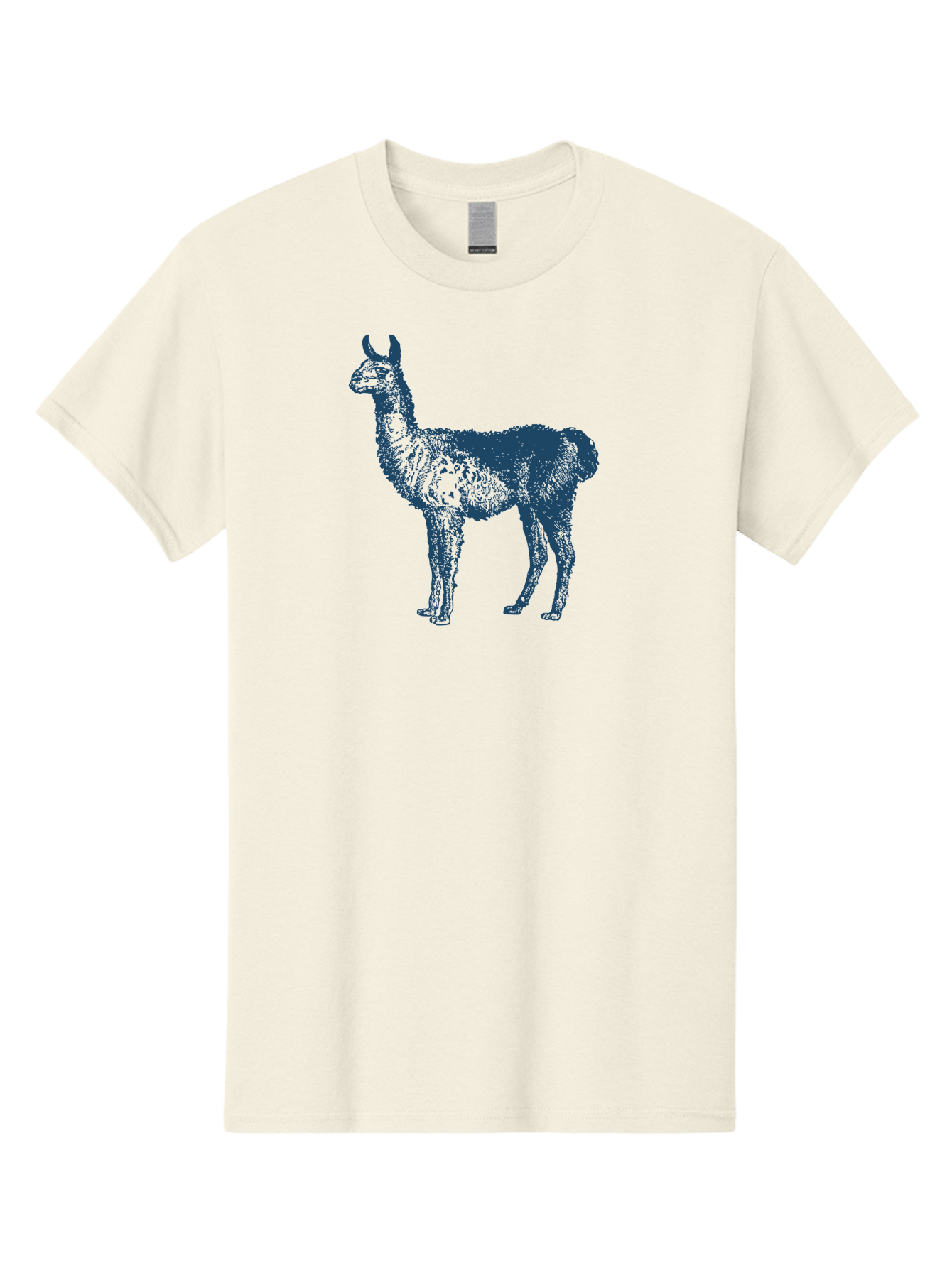 Llama Men'S Graphic Tee, 100% Cotton, Comfortable Casual Summer Wear, Machine Washable, Llama Illustration, Furry Animal, Camelid Species, Wildlife Art, Graphic Design, Modern Style, Pointillism, Blue Tones Aae460 3