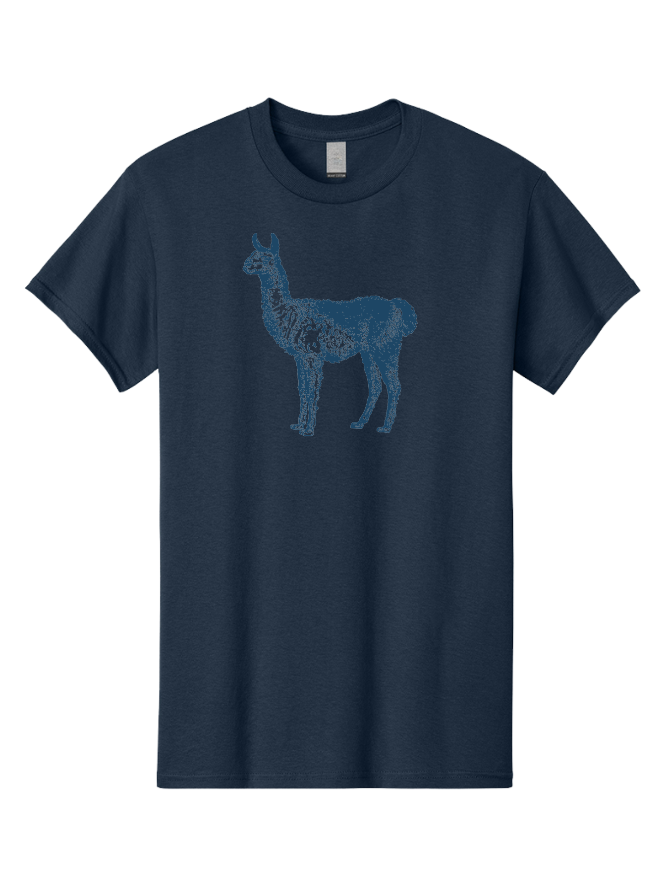 Llama Men'S Graphic Tee, 100% Cotton, Comfortable Casual Summer Wear, Machine Washable, Llama Illustration, Furry Animal, Camelid Species, Wildlife Art, Graphic Design, Modern Style, Pointillism, Blue Tones Aae460 29