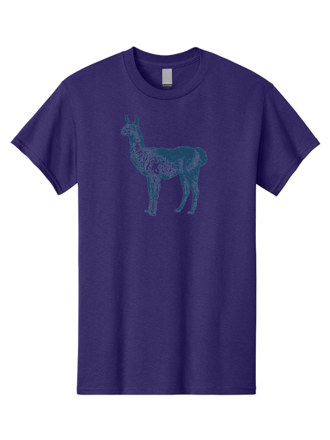 Llama Men'S Graphic Tee, 100% Cotton, Comfortable Casual Summer Wear, Machine Washable, Llama Illustration, Furry Animal, Camelid Species, Wildlife Art, Graphic Design, Modern Style, Pointillism, Blue Tones Aae460 21