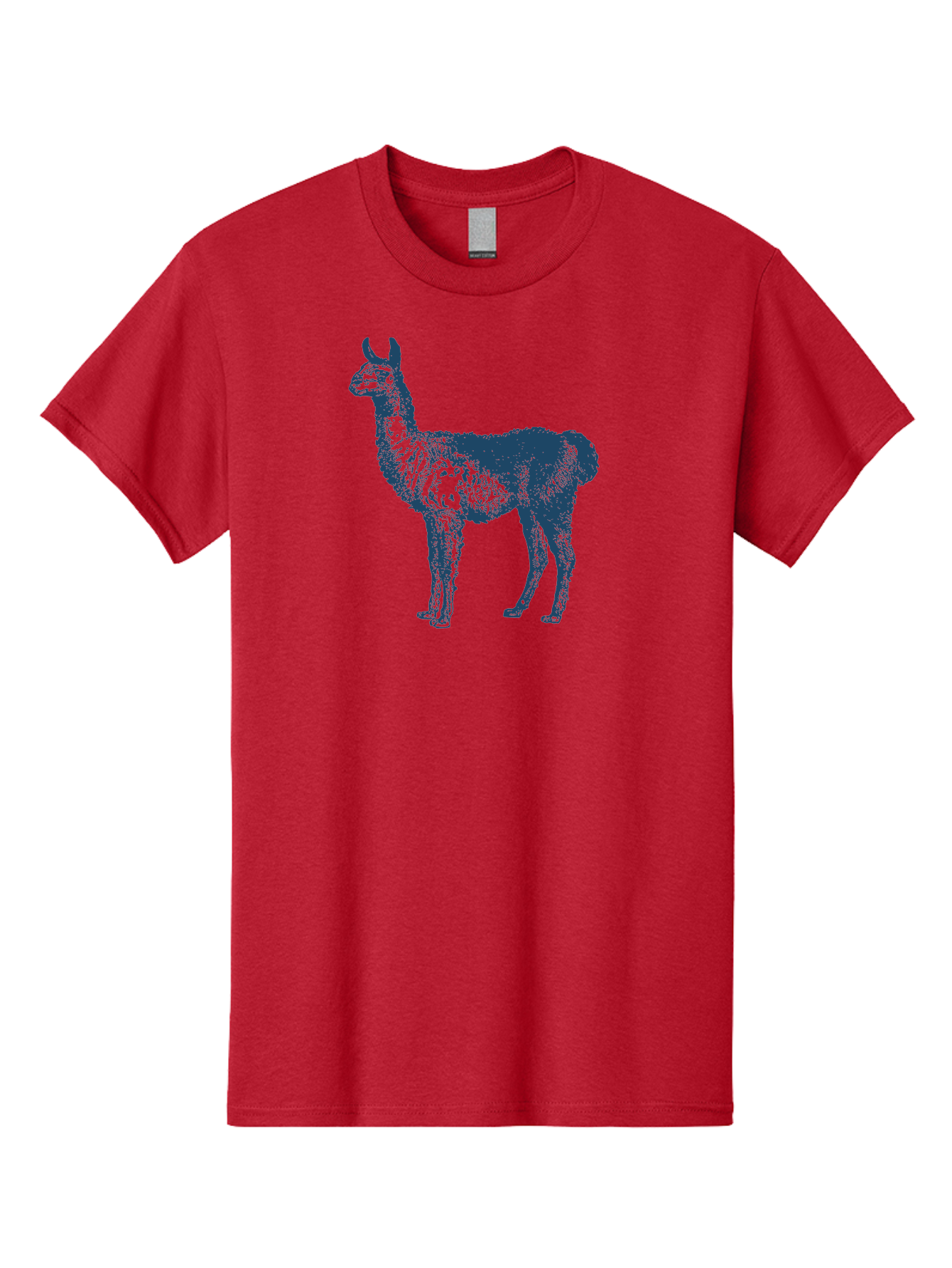 Llama Men'S Graphic Tee, 100% Cotton, Comfortable Casual Summer Wear, Machine Washable, Llama Illustration, Furry Animal, Camelid Species, Wildlife Art, Graphic Design, Modern Style, Pointillism, Blue Tones Aae460 7