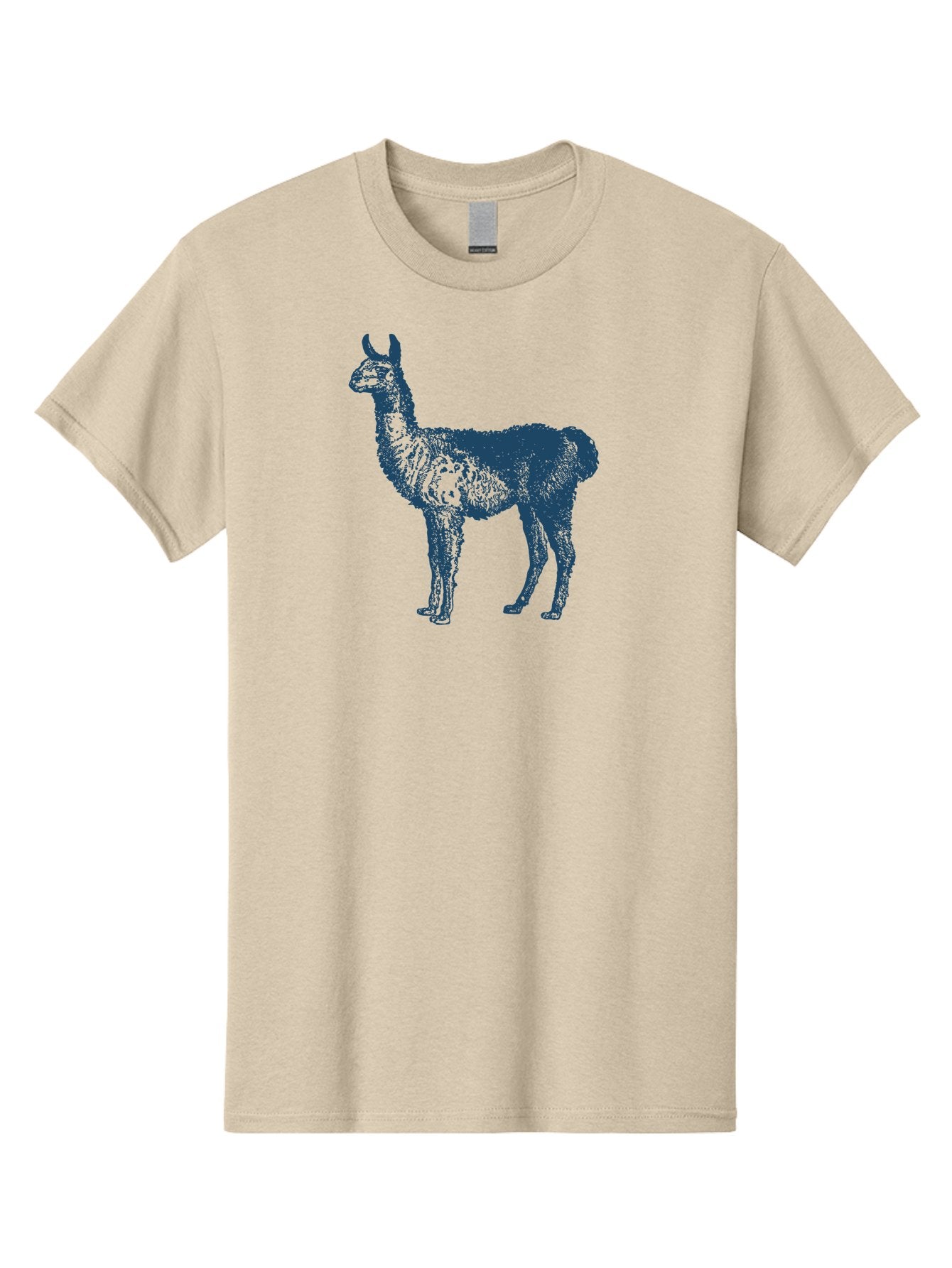 Llama Men'S Graphic Tee, 100% Cotton, Comfortable Casual Summer Wear, Machine Washable, Llama Illustration, Furry Animal, Camelid Species, Wildlife Art, Graphic Design, Modern Style, Pointillism, Blue Tones Aae460 11