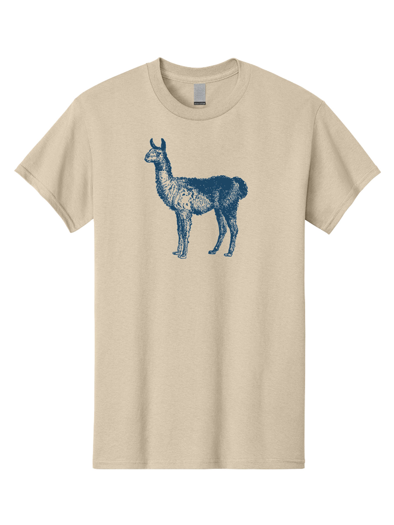 Llama Men'S Graphic Tee, 100% Cotton, Comfortable Casual Summer Wear, Machine Washable, Llama Illustration, Furry Animal, Camelid Species, Wildlife Art, Graphic Design, Modern Style, Pointillism, Blue Tones Aae460 19