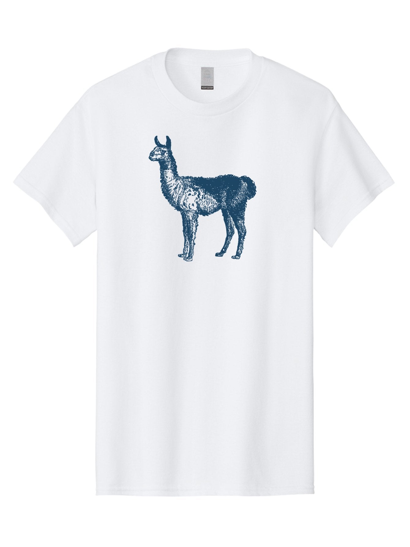 Llama Men'S Graphic Tee, 100% Cotton, Comfortable Casual Summer Wear, Machine Washable, Llama Illustration, Furry Animal, Camelid Species, Wildlife Art, Graphic Design, Modern Style, Pointillism, Blue Tones Aae460 4