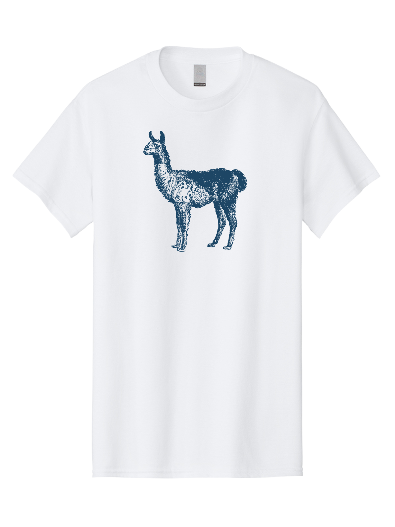 Llama Men'S Graphic Tee, 100% Cotton, Comfortable Casual Summer Wear, Machine Washable, Llama Illustration, Furry Animal, Camelid Species, Wildlife Art, Graphic Design, Modern Style, Pointillism, Blue Tones Aae460 23