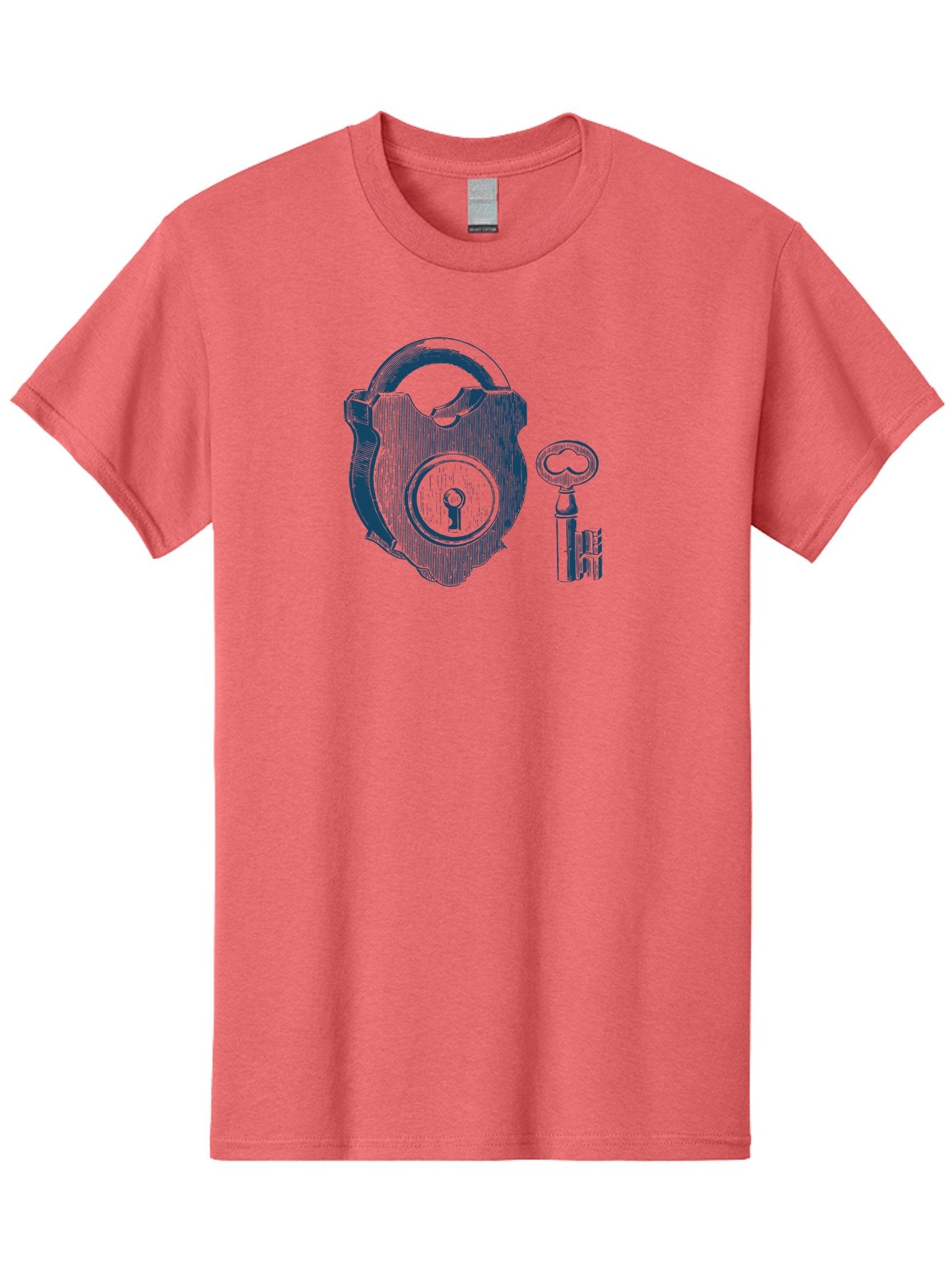 Lock Men'S Graphic Tee, 100% Cotton, Comfortable Casual Summer Wear, Machine Washable, Padlock With Key, Security Symbol, Protection, Safety, Lock And Key Mechanism, Access Control, Secure Lock Aae461
