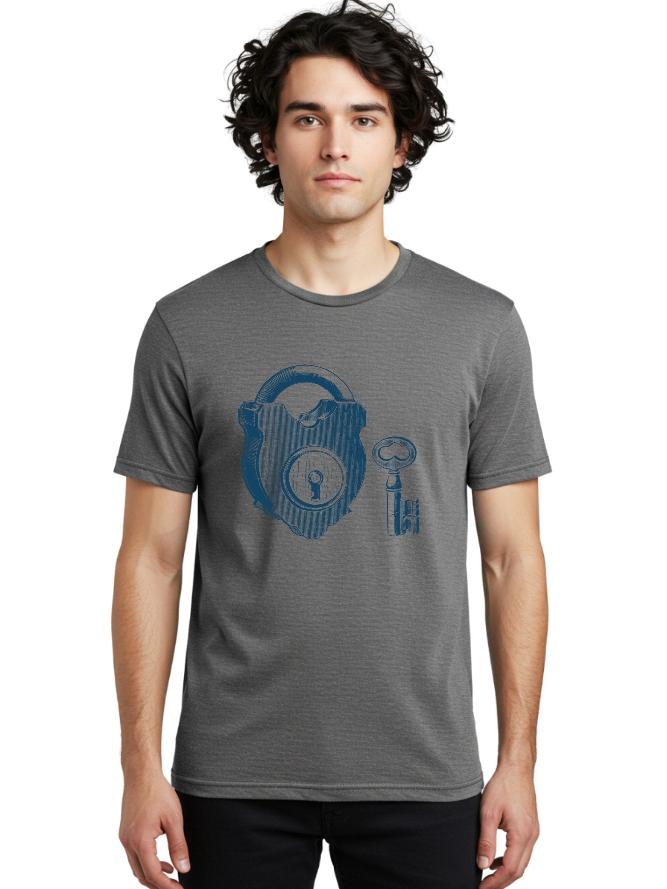 Lock Men'S Graphic Tee, 100% Cotton, Comfortable Casual Summer Wear, Machine Washable, Padlock With Key, Security Symbol, Protection, Safety, Lock And Key Mechanism, Access Control, Secure Lock Aae461 16