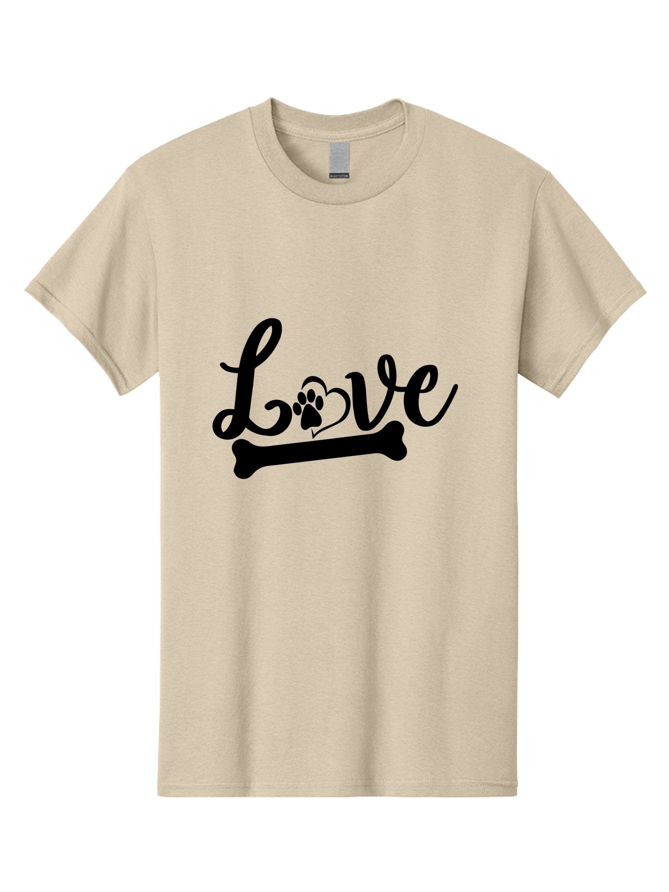 Love-01 Men'S Graphic Tee, 100% Cotton, Comfortable Casual Summer Wear, Machine Washable, Dog Love, Pet Affection, Animal Companionship, Paw Print, Heart Symbol, Bone Symbol, Cursive Text, Pet Owners, Dog Lovers, Heartwarming, Affectionate Aae463