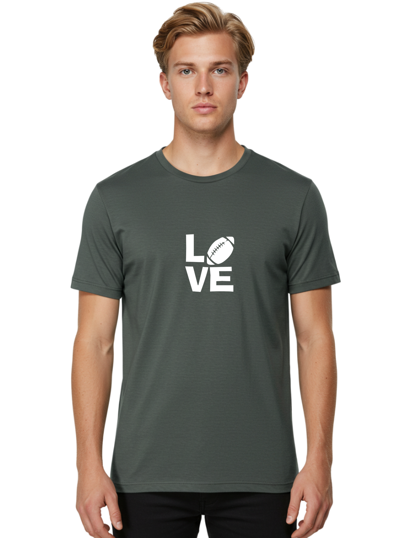 Love Men'S Graphic Tee, 100% Cotton, Comfortable Casual Summer Wear, Machine Washable, Love Football, Passion For Sports, Football Lover, Sports Enthusiasm, Love Sports, Football Fan Aae464
