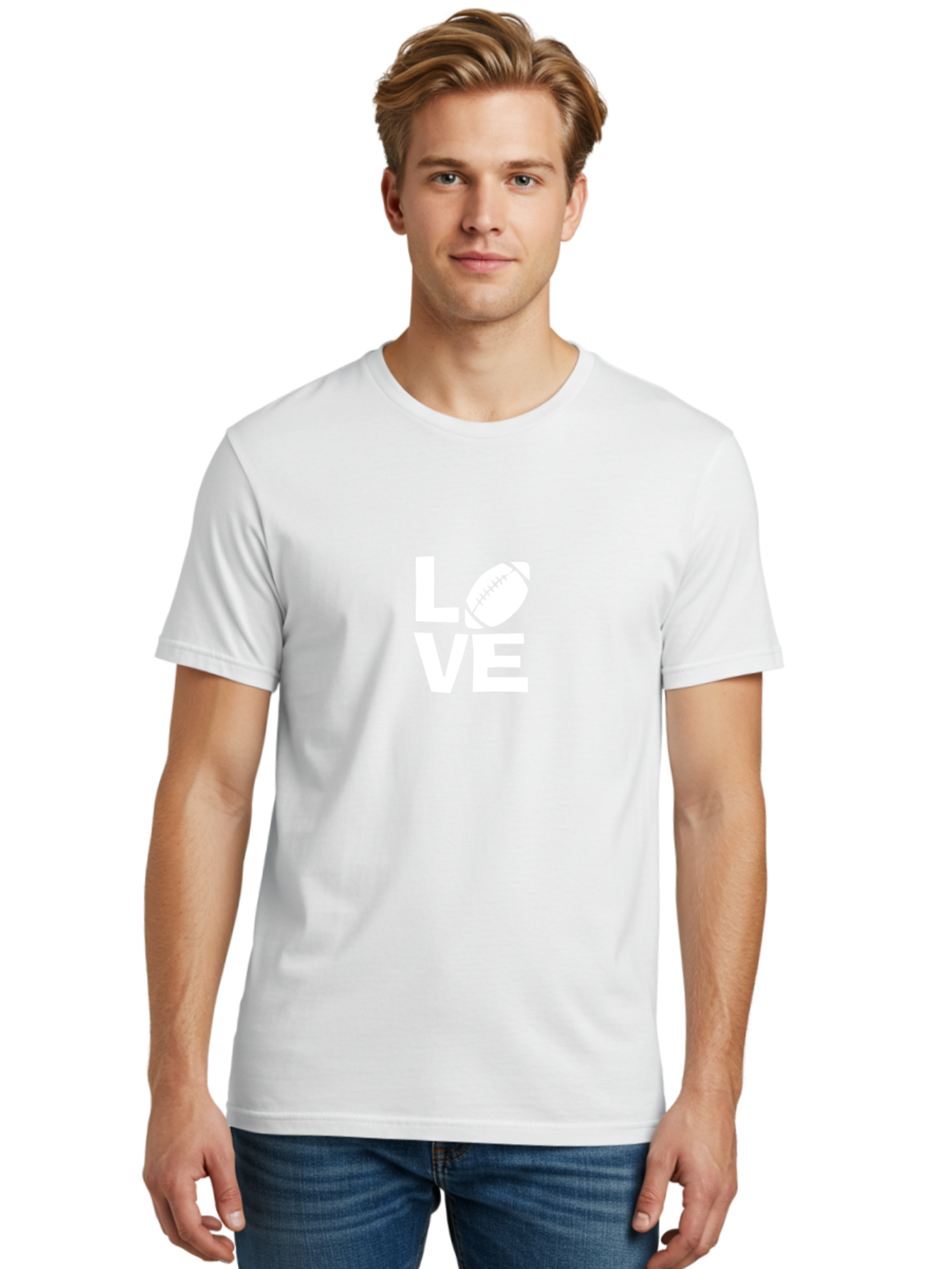 Love Men'S Graphic Tee, 100% Cotton, Comfortable Casual Summer Wear, Machine Washable, Love Football, Passion For Sports, Football Lover, Sports Enthusiasm, Love Sports, Football Fan Aae464 8