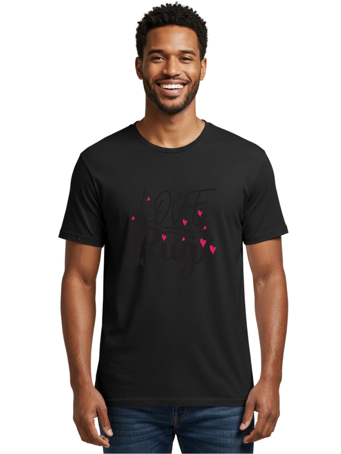 Love Bug Men'S Graphic Tee, 100% Cotton, Comfortable Casual Summer Wear, Machine Washable, Love Bug, Cute Typography, Hand Drawn Hearts, Pink Hearts, Valentines Day, Romance, Lovely, Charming Aae465 19