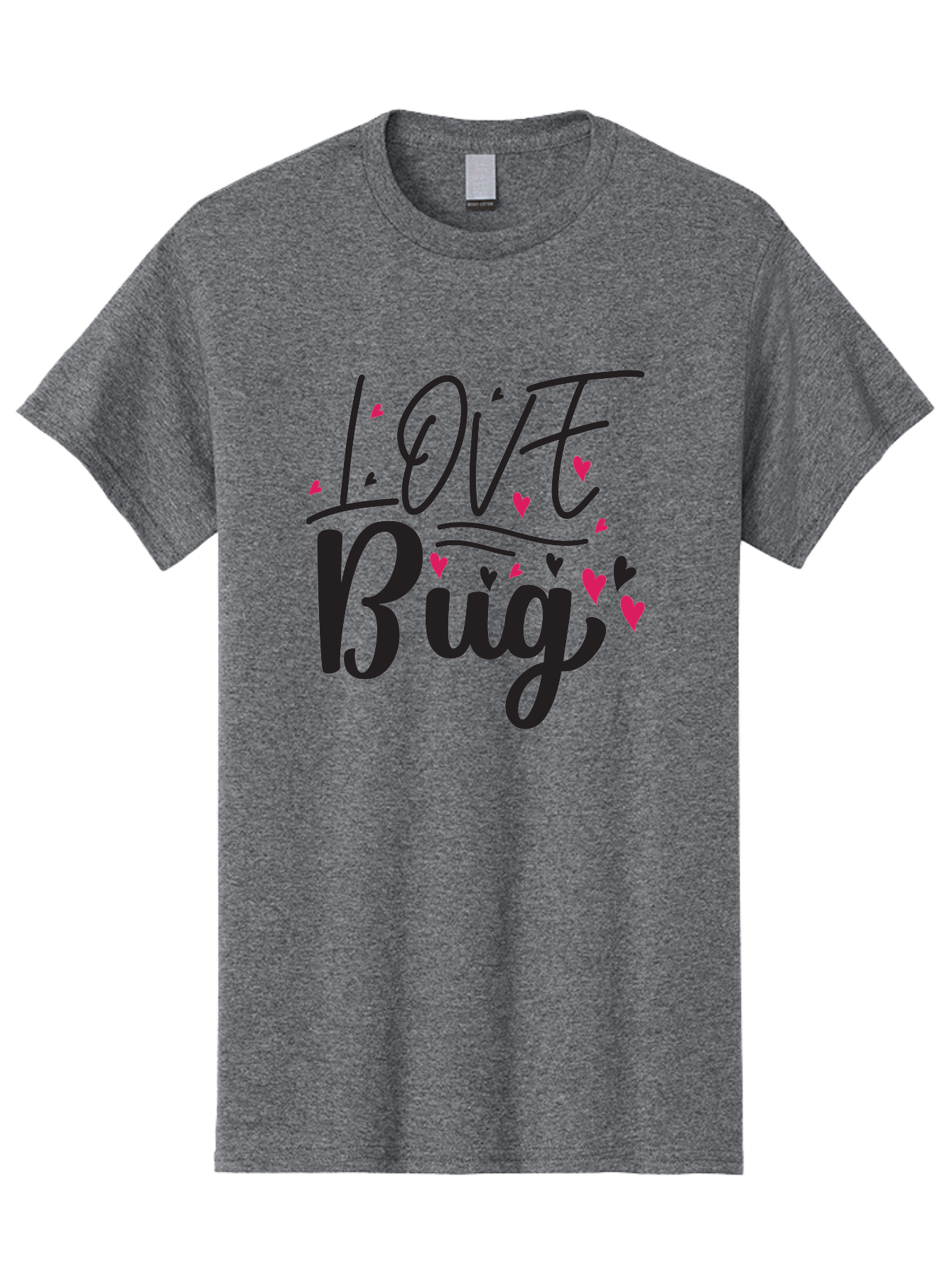 Love Bug Men'S Graphic Tee, 100% Cotton, Comfortable Casual Summer Wear, Machine Washable, Love Bug, Cute Typography, Hand Drawn Hearts, Pink Hearts, Valentines Day, Romance, Lovely, Charming Aae465