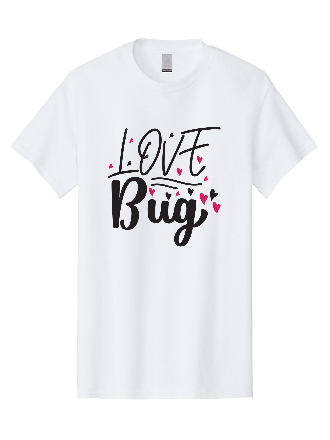 Love Bug Men'S Graphic Tee, 100% Cotton, Comfortable Casual Summer Wear, Machine Washable, Love Bug, Cute Typography, Hand Drawn Hearts, Pink Hearts, Valentines Day, Romance, Lovely, Charming Aae465 9