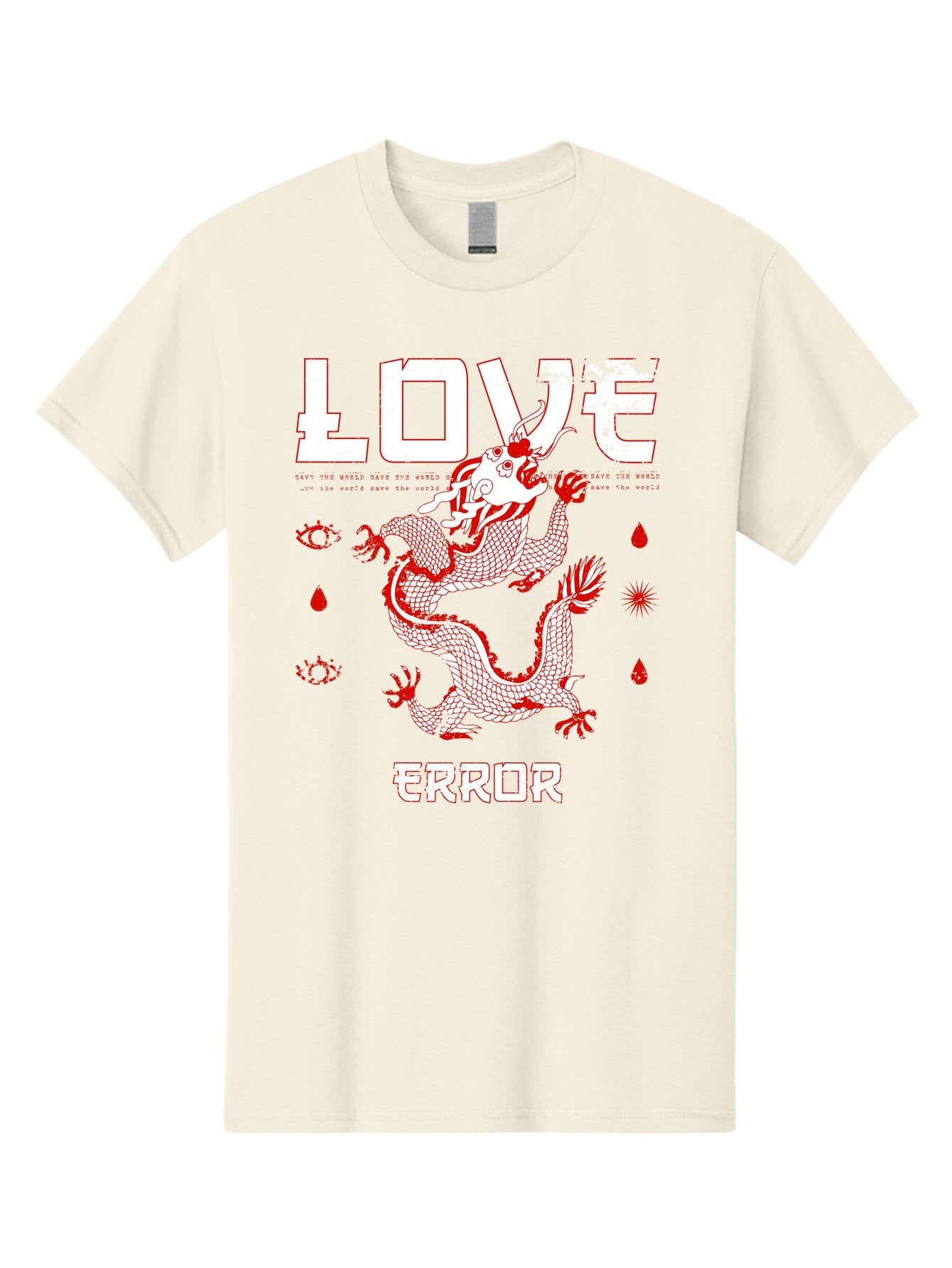 Love Error Men'S Graphic Tee, 100% Cotton, Comfortable Casual Summer Wear, Machine Washable, Dragon Graphic, Love Error Message, Red Dragon Illustration, Bold Typography, Abstract Shapes, Symbolic Art, Emotional Expression, Edgy Design Aae466 5