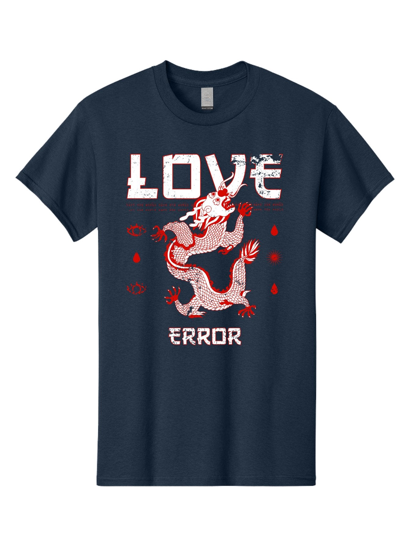 Love Error Men'S Graphic Tee, 100% Cotton, Comfortable Casual Summer Wear, Machine Washable, Dragon Graphic, Love Error Message, Red Dragon Illustration, Bold Typography, Abstract Shapes, Symbolic Art, Emotional Expression, Edgy Design Aae466 14