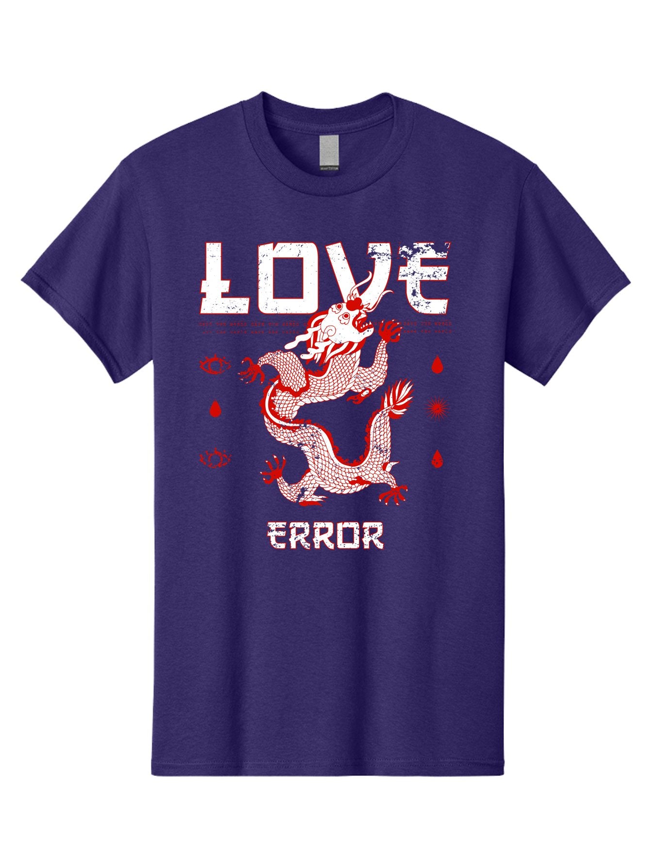 Love Error Men'S Graphic Tee, 100% Cotton, Comfortable Casual Summer Wear, Machine Washable, Dragon Graphic, Love Error Message, Red Dragon Illustration, Bold Typography, Abstract Shapes, Symbolic Art, Emotional Expression, Edgy Design Aae466 9
