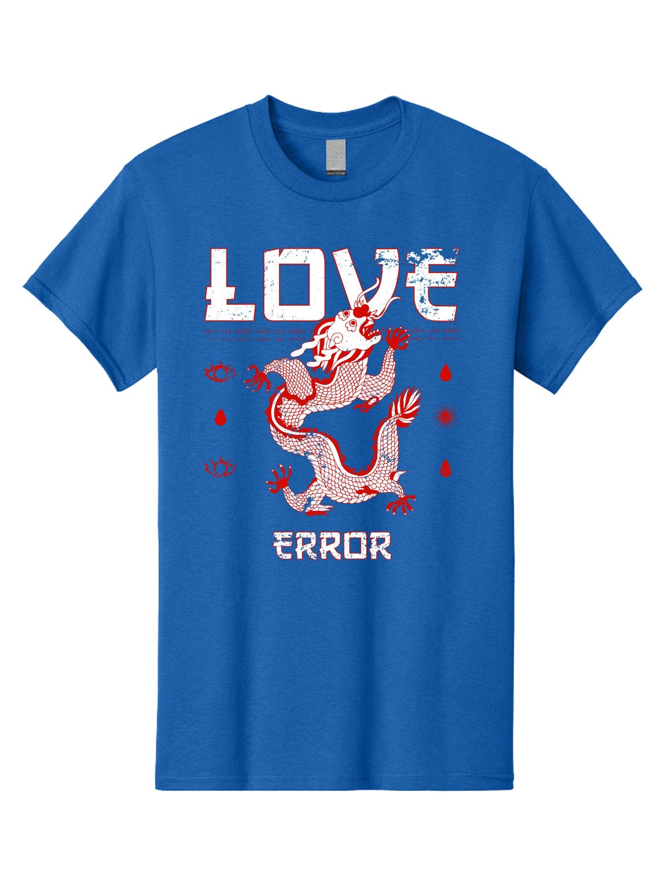 Love Error Men'S Graphic Tee, 100% Cotton, Comfortable Casual Summer Wear, Machine Washable, Dragon Graphic, Love Error Message, Red Dragon Illustration, Bold Typography, Abstract Shapes, Symbolic Art, Emotional Expression, Edgy Design Aae466 7