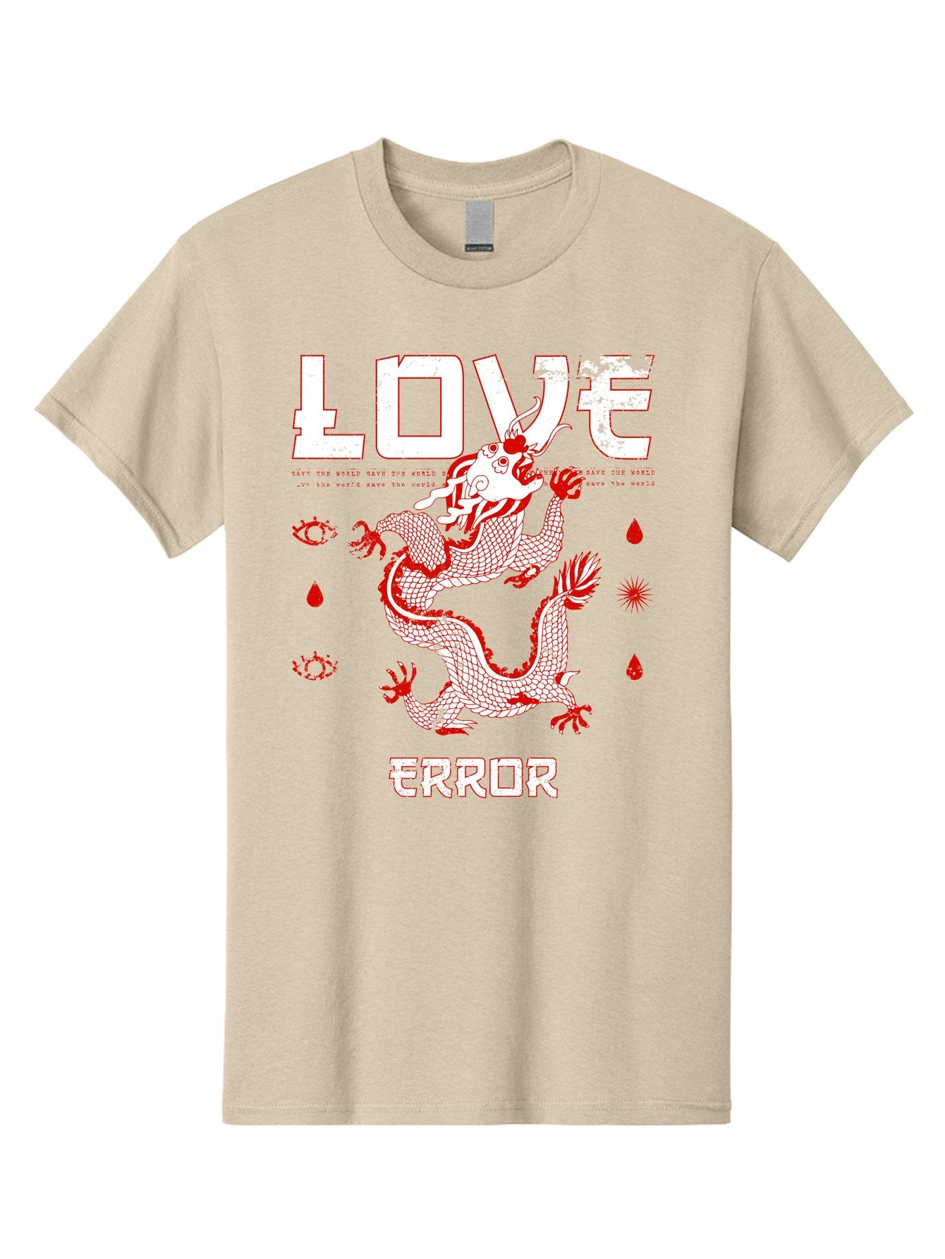 Love Error Men'S Graphic Tee, 100% Cotton, Comfortable Casual Summer Wear, Machine Washable, Dragon Graphic, Love Error Message, Red Dragon Illustration, Bold Typography, Abstract Shapes, Symbolic Art, Emotional Expression, Edgy Design Aae466 8