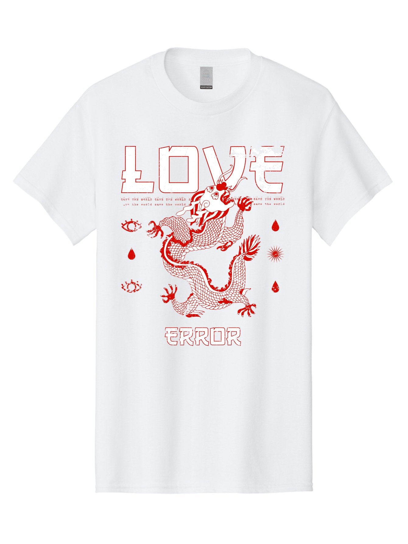 Love Error Men'S Graphic Tee, 100% Cotton, Comfortable Casual Summer Wear, Machine Washable, Dragon Graphic, Love Error Message, Red Dragon Illustration, Bold Typography, Abstract Shapes, Symbolic Art, Emotional Expression, Edgy Design Aae466 3