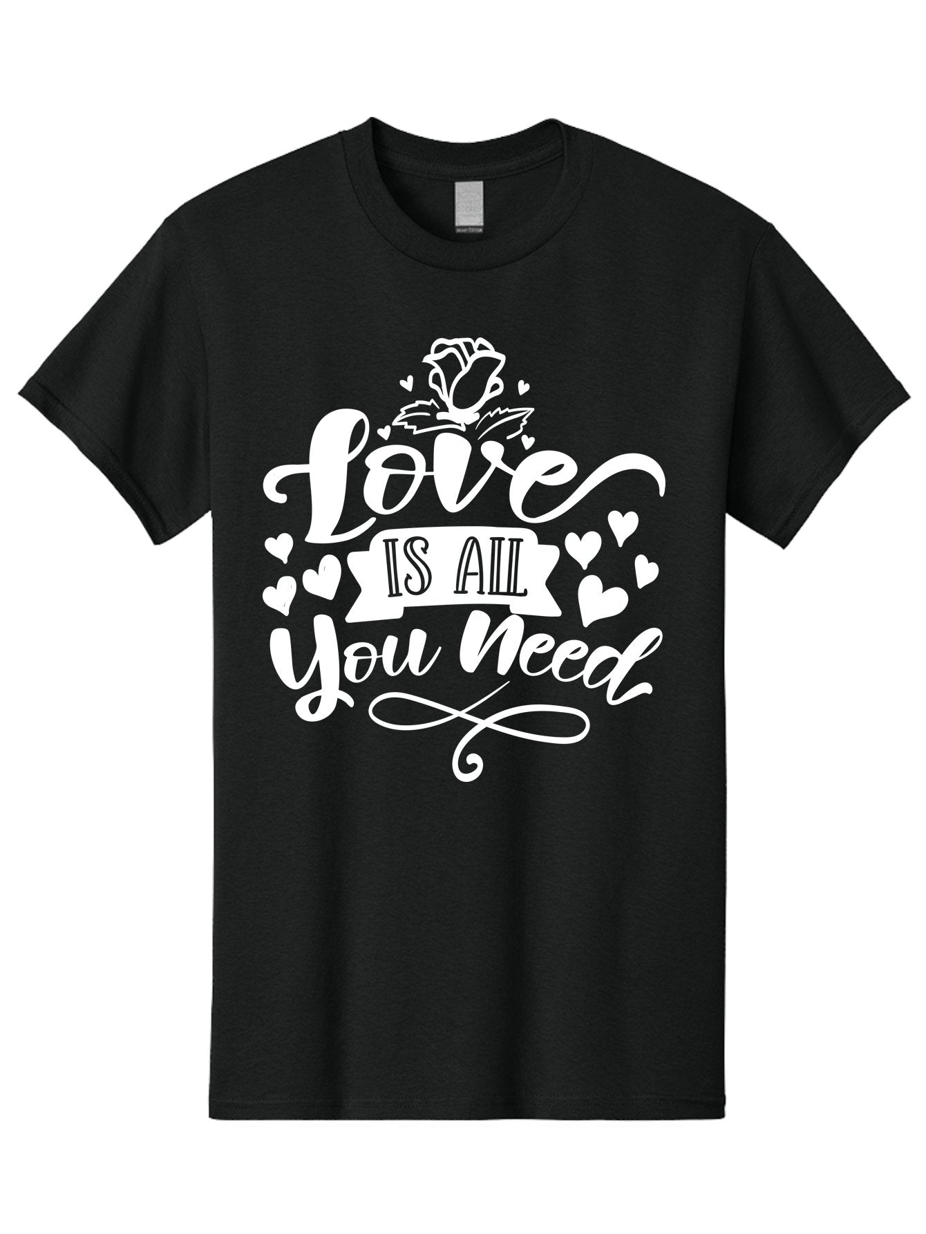 Love Is All You Need White Men'S Graphic Tee, 100% Cotton, Comfortable Casual Summer Wear, Machine Washable, Love Quote, Inspirational Quote, Motivational Quote, Typography, Hearts, Roses, Love Is All You Need, Inspirational Message, Aae468 7
