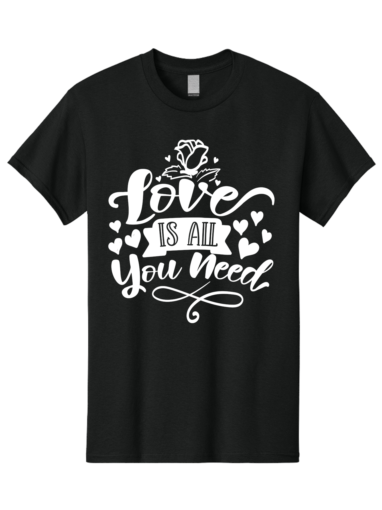 Love Is All You Need White Men'S Graphic Tee, 100% Cotton, Comfortable Casual Summer Wear, Machine Washable, Love Quote, Inspirational Quote, Motivational Quote, Typography, Hearts, Roses, Love Is All You Need, Inspirational Message, Aae468