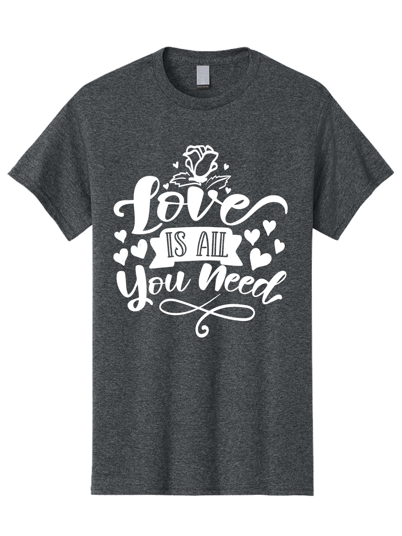 Love Is All You Need White Men'S Graphic Tee, 100% Cotton, Comfortable Casual Summer Wear, Machine Washable, Love Quote, Inspirational Quote, Motivational Quote, Typography, Hearts, Roses, Love Is All You Need, Inspirational Message, Aae468 14