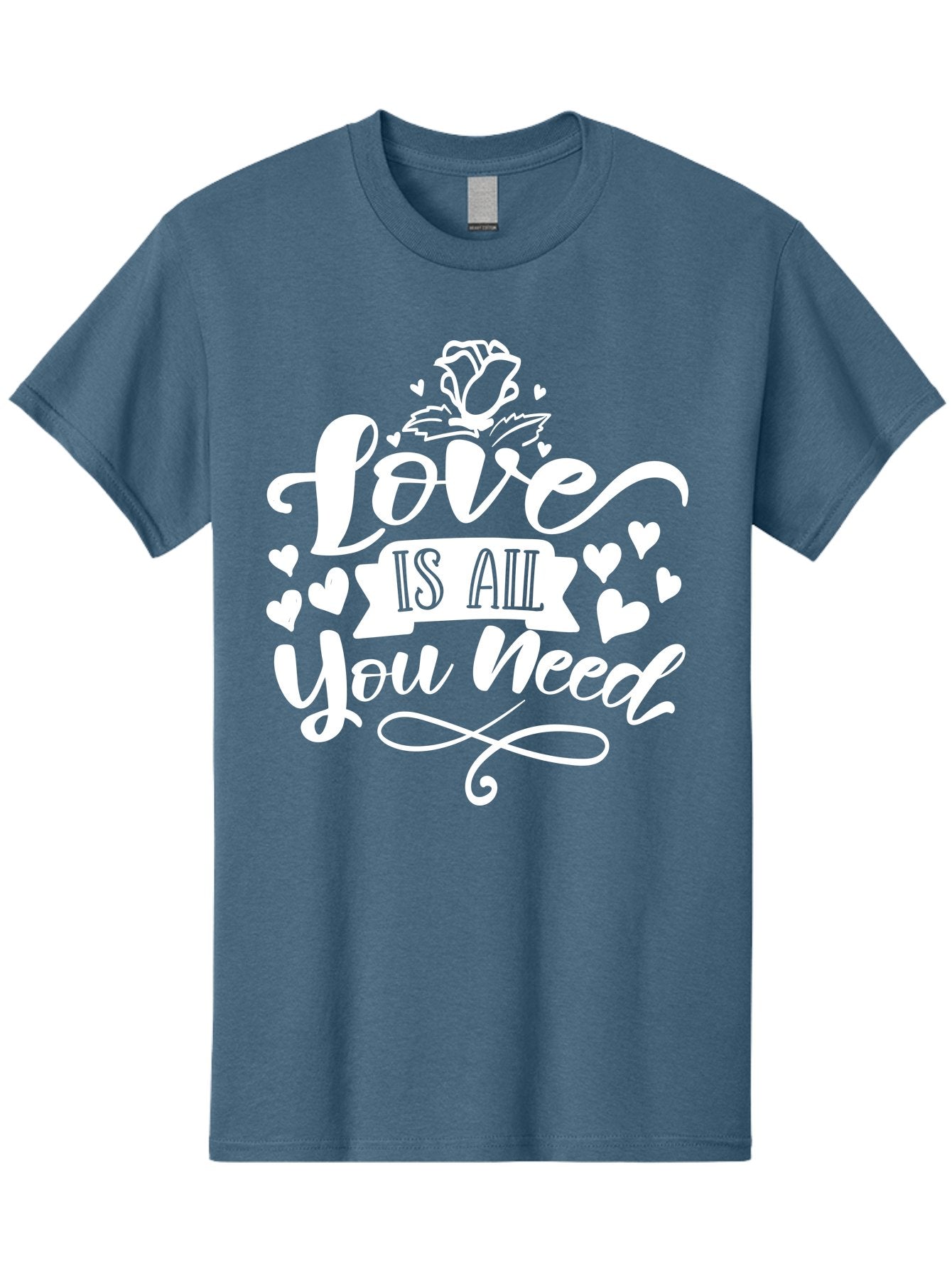 Love Is All You Need White Men'S Graphic Tee, 100% Cotton, Comfortable Casual Summer Wear, Machine Washable, Love Quote, Inspirational Quote, Motivational Quote, Typography, Hearts, Roses, Love Is All You Need, Inspirational Message, Aae468 10