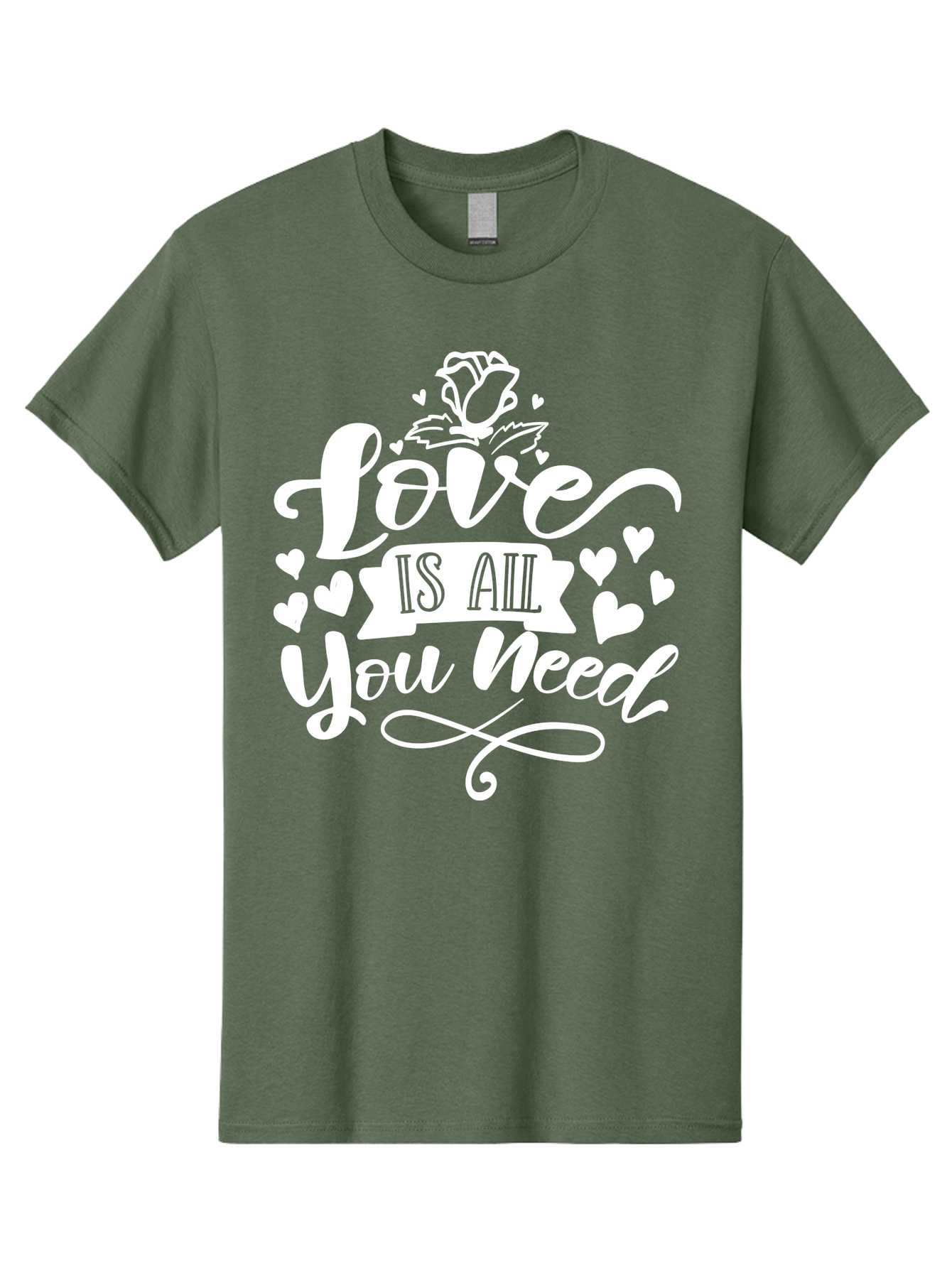 Love Is All You Need White Men'S Graphic Tee, 100% Cotton, Comfortable Casual Summer Wear, Machine Washable, Love Quote, Inspirational Quote, Motivational Quote, Typography, Hearts, Roses, Love Is All You Need, Inspirational Message, Aae468 11