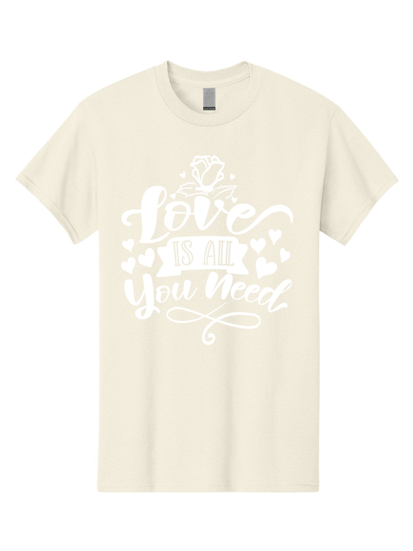 Love Is All You Need White Men'S Graphic Tee, 100% Cotton, Comfortable Casual Summer Wear, Machine Washable, Love Quote, Inspirational Quote, Motivational Quote, Typography, Hearts, Roses, Love Is All You Need, Inspirational Message, Aae468 6