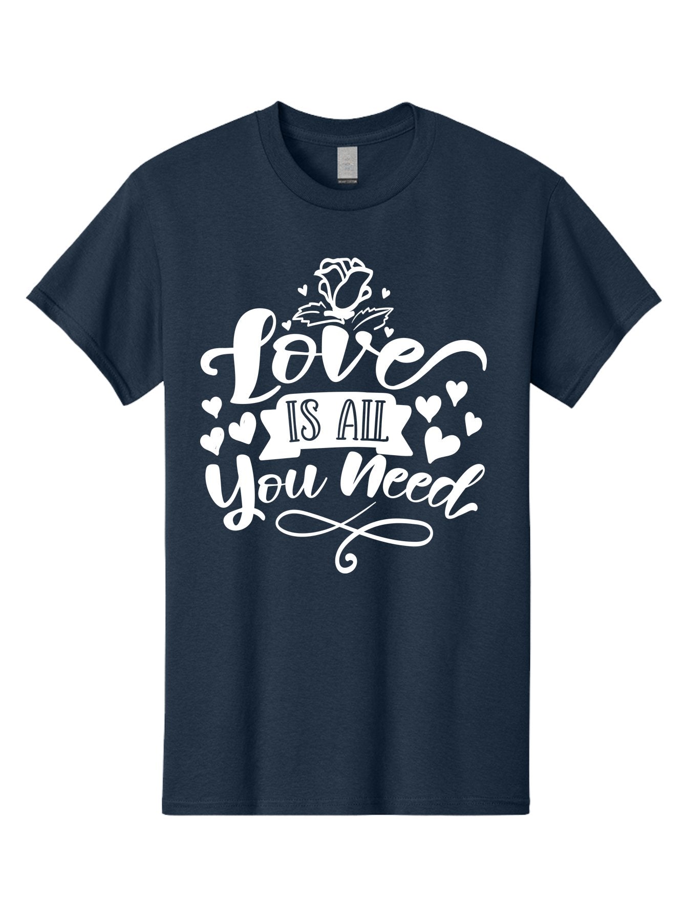 Love Is All You Need White Men'S Graphic Tee, 100% Cotton, Comfortable Casual Summer Wear, Machine Washable, Love Quote, Inspirational Quote, Motivational Quote, Typography, Hearts, Roses, Love Is All You Need, Inspirational Message, Aae468 4