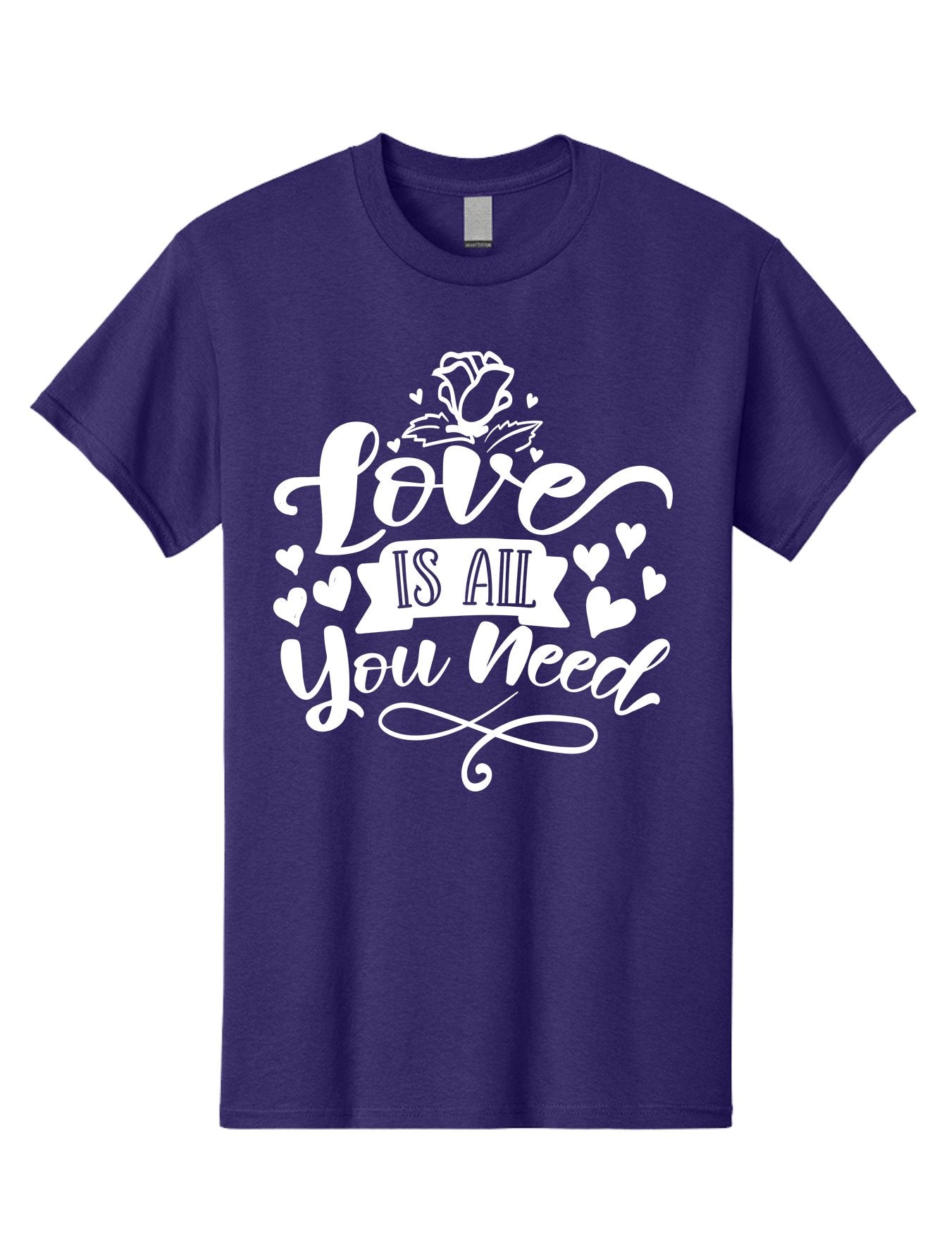 Love Is All You Need White Men'S Graphic Tee, 100% Cotton, Comfortable Casual Summer Wear, Machine Washable, Love Quote, Inspirational Quote, Motivational Quote, Typography, Hearts, Roses, Love Is All You Need, Inspirational Message, Aae468 15