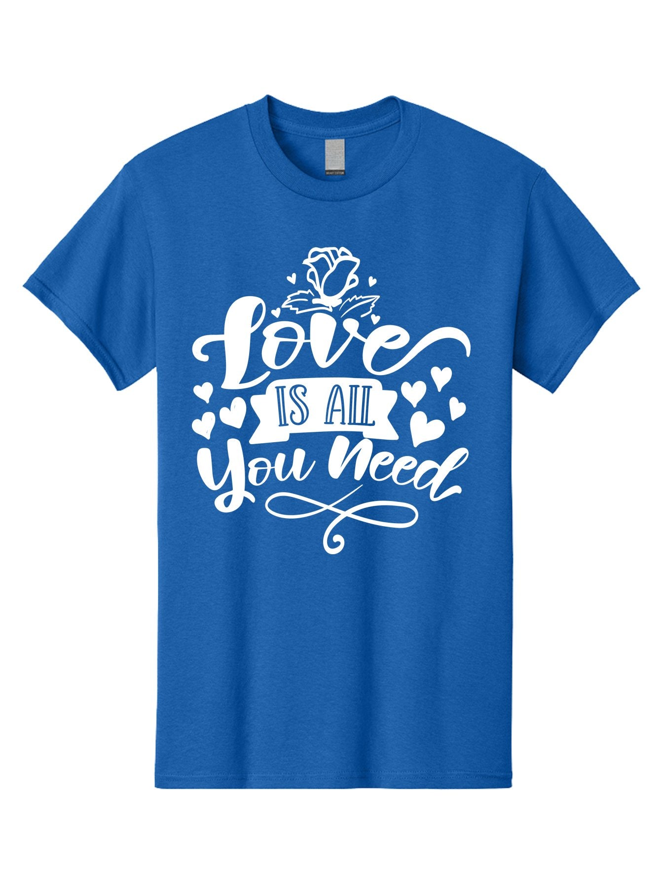 Love Is All You Need White Men'S Graphic Tee, 100% Cotton, Comfortable Casual Summer Wear, Machine Washable, Love Quote, Inspirational Quote, Motivational Quote, Typography, Hearts, Roses, Love Is All You Need, Inspirational Message, Aae468 9